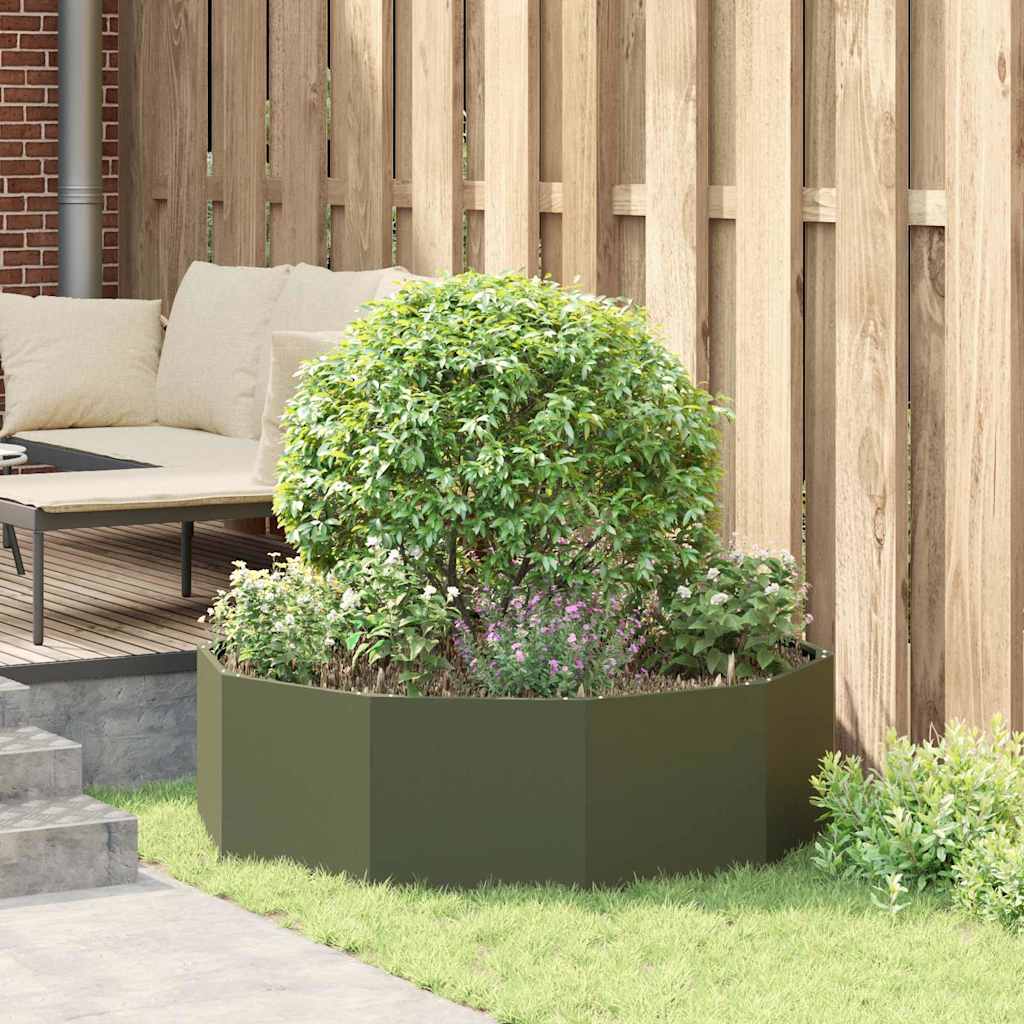 Planter Olive Green 120 x 120 x 35 cm Steel