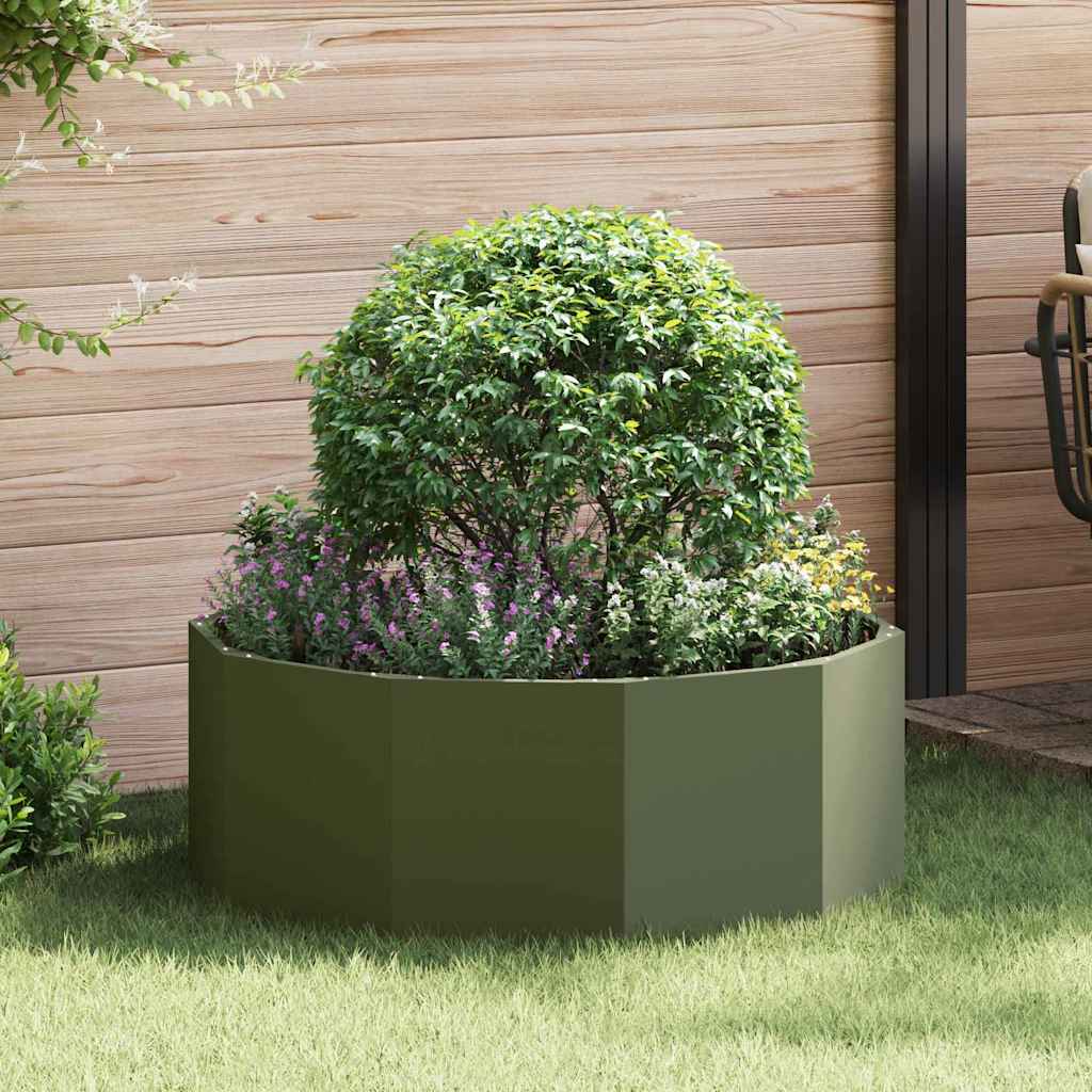 Planter Olive Green 90 x 90 x 35 cm Steel