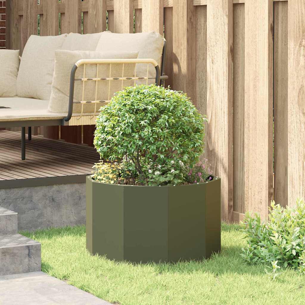 Planter Olive Green 60 x 60 x 35 cm Steel