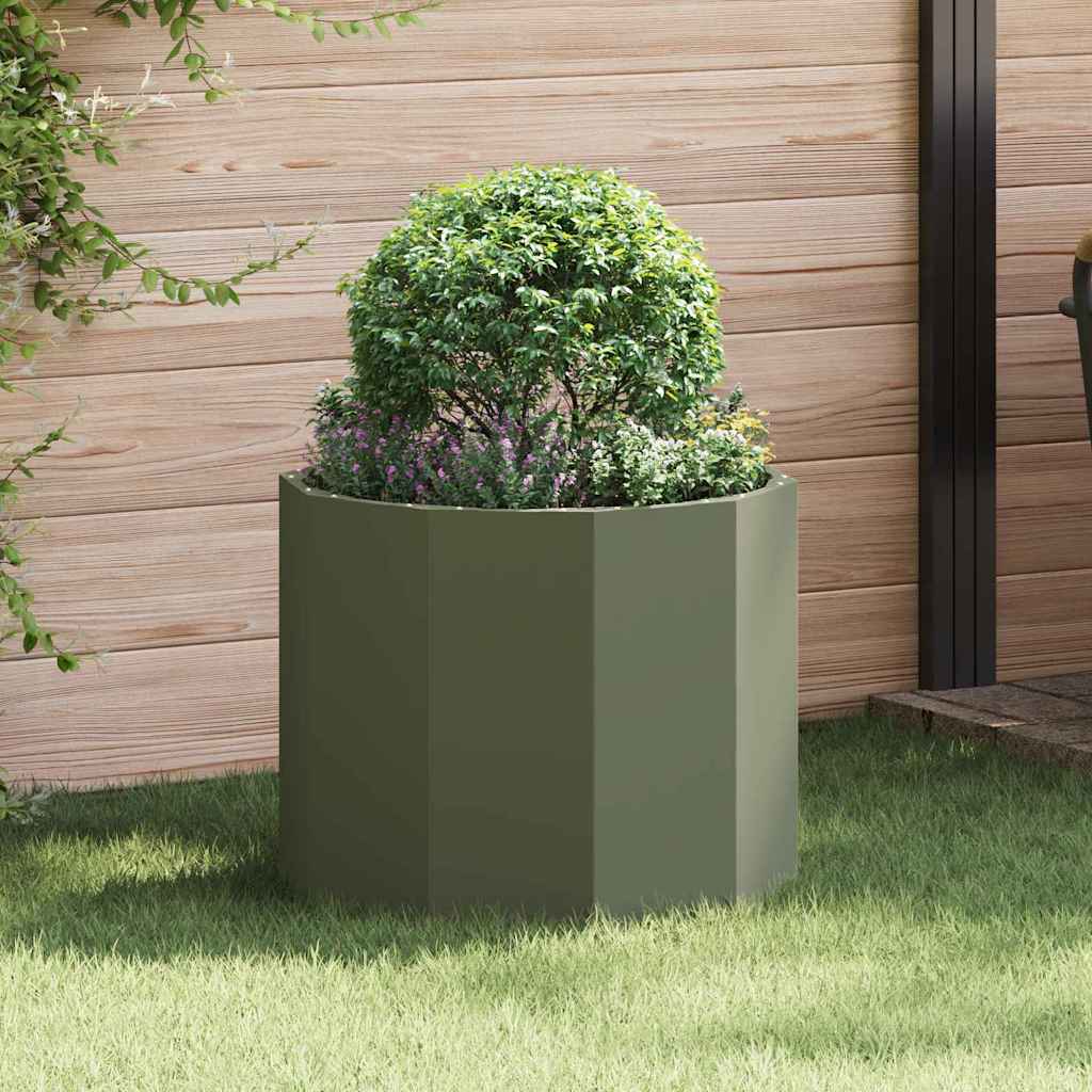 Planter Olive Green 60 x 60 x 50 cm Steel