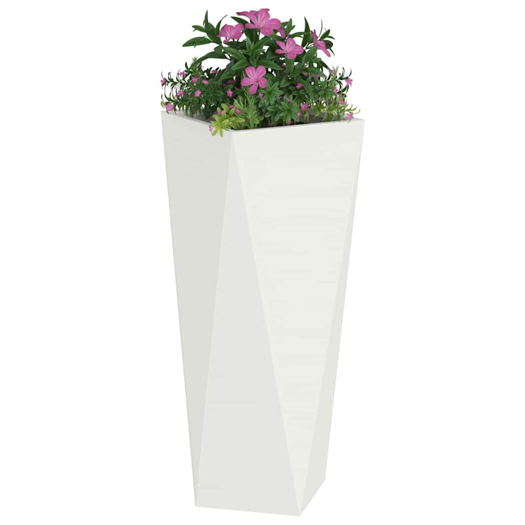 Planter White 30 x 30 x 75 cm Steel