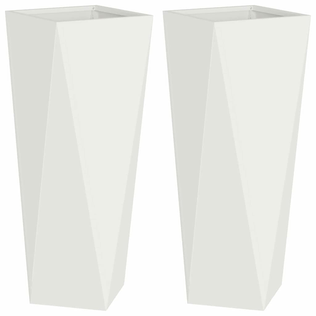 Planter 2 pcs White 30 x 30 x 75 cm Steel
