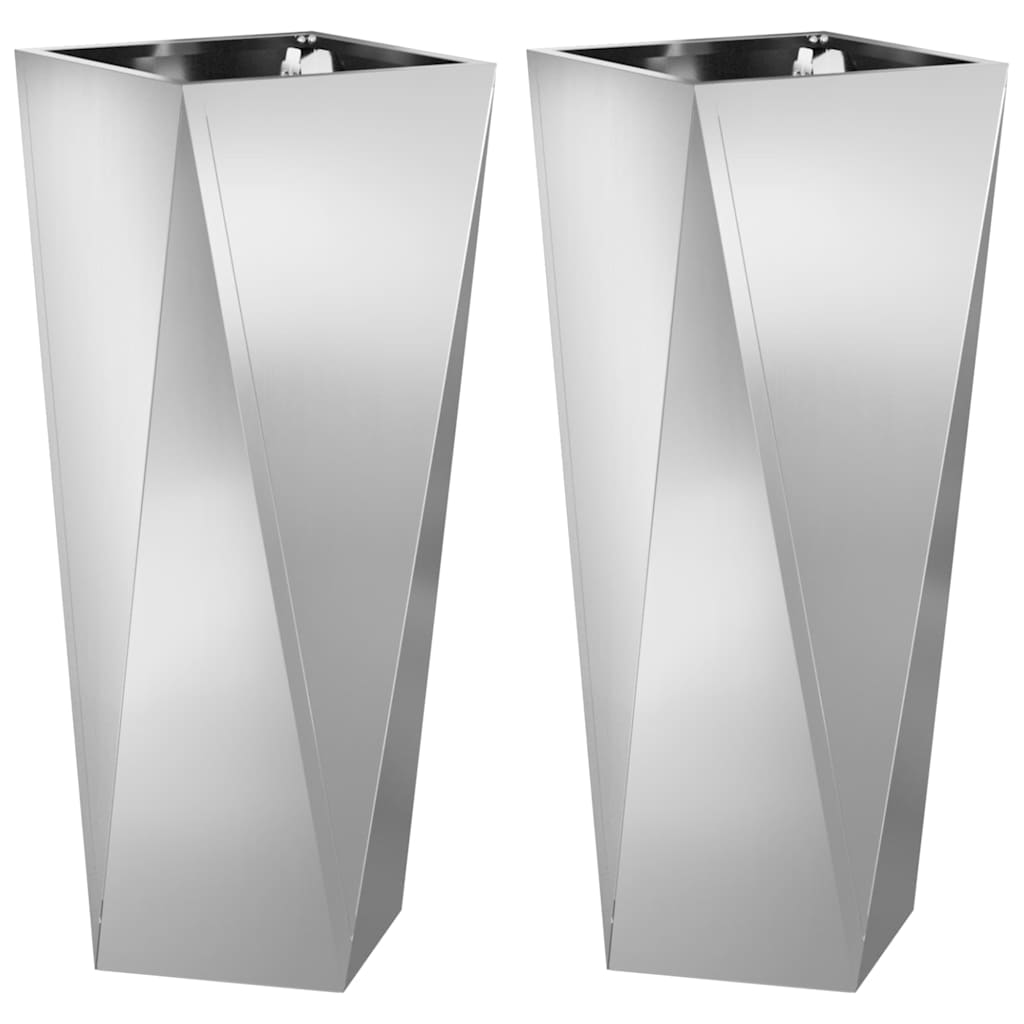 Planter 2 pcs Silver 30 x 30 x 75 cm Galvanised Steel