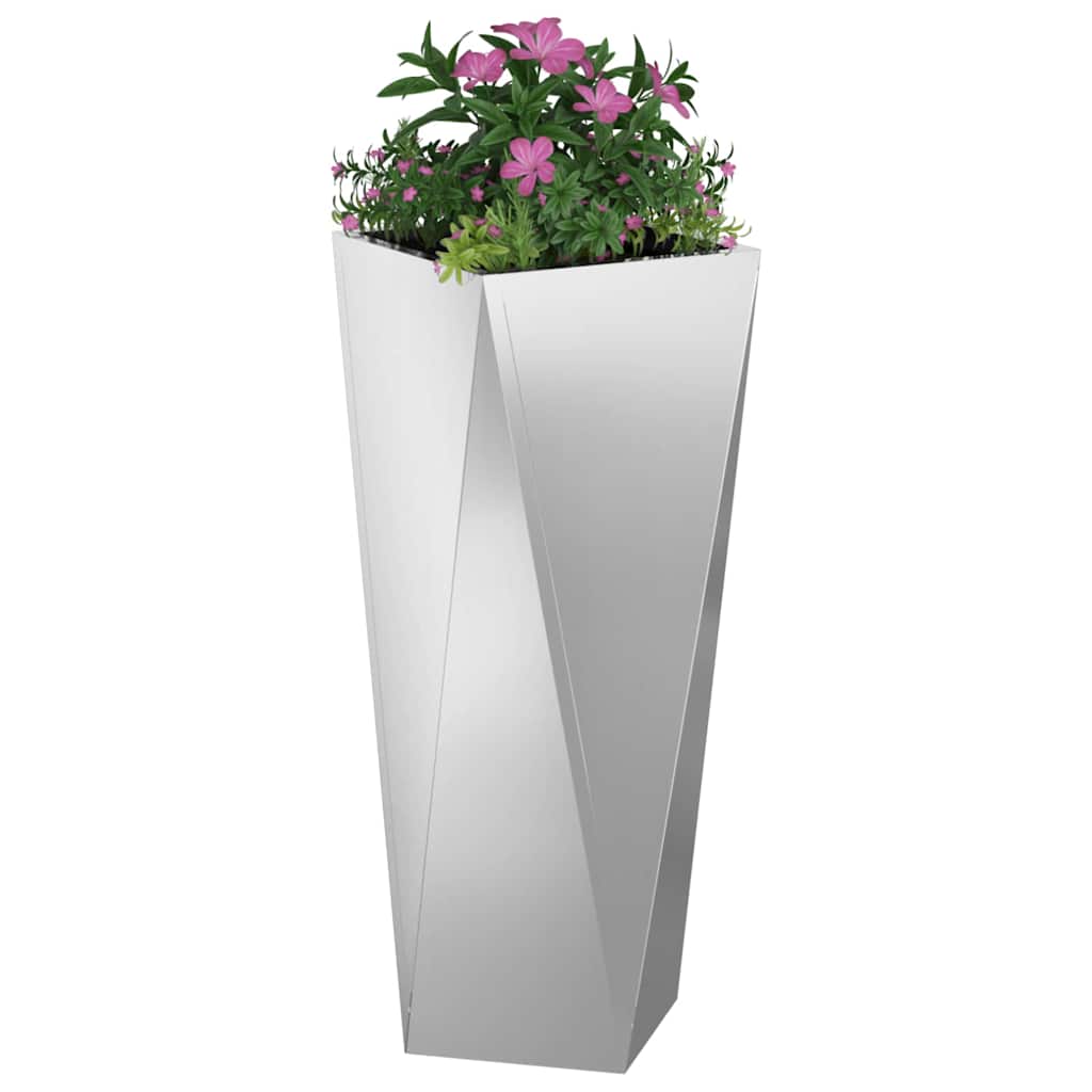 Planter 2 pcs Silver 30 x 30 x 75 cm Galvanised Steel