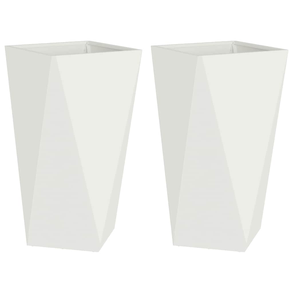 Planter 2 pcs White 40 x 40 x 75 cm Steel