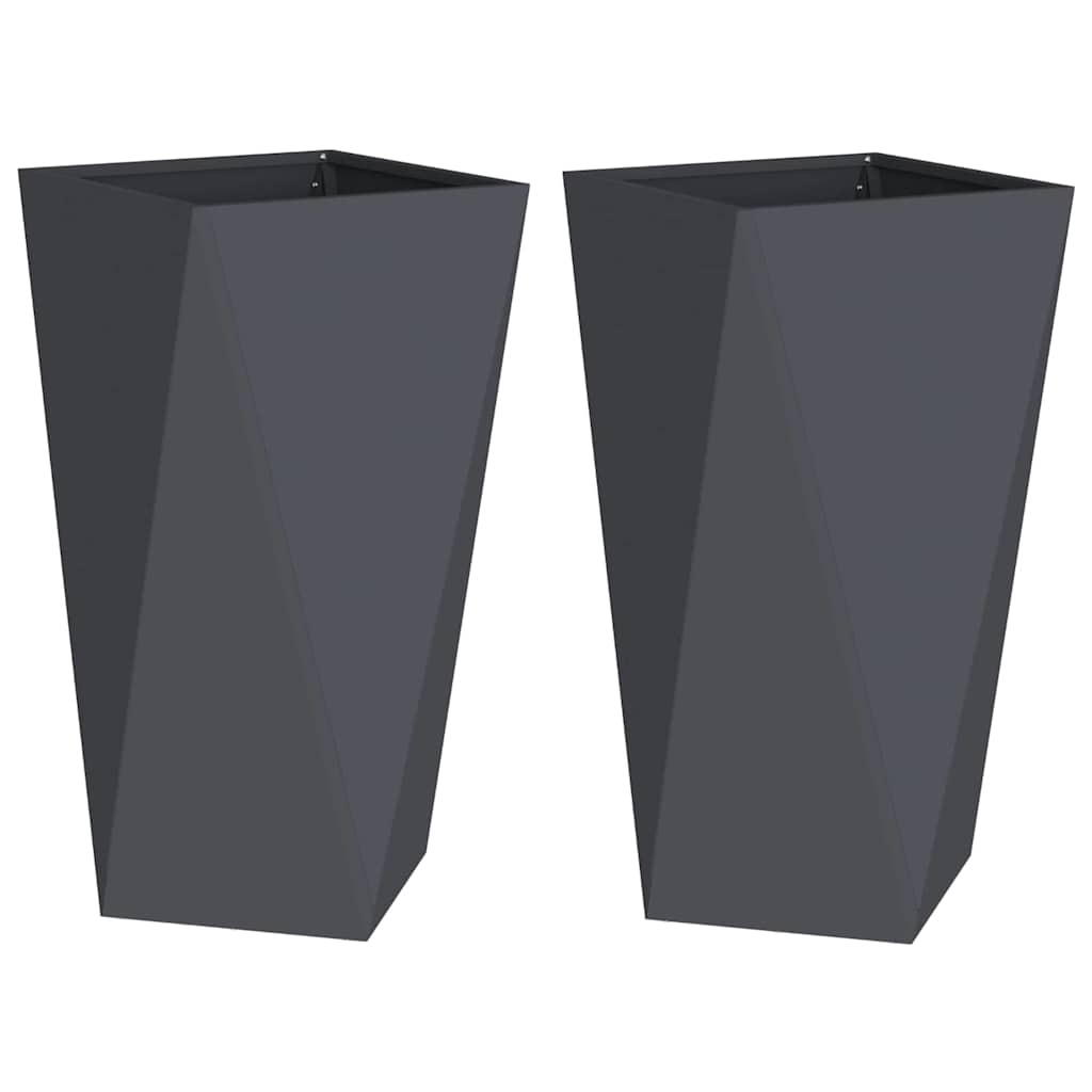 Planter 2 pcs Anthracite 40 x 40 x 75 cm Steel