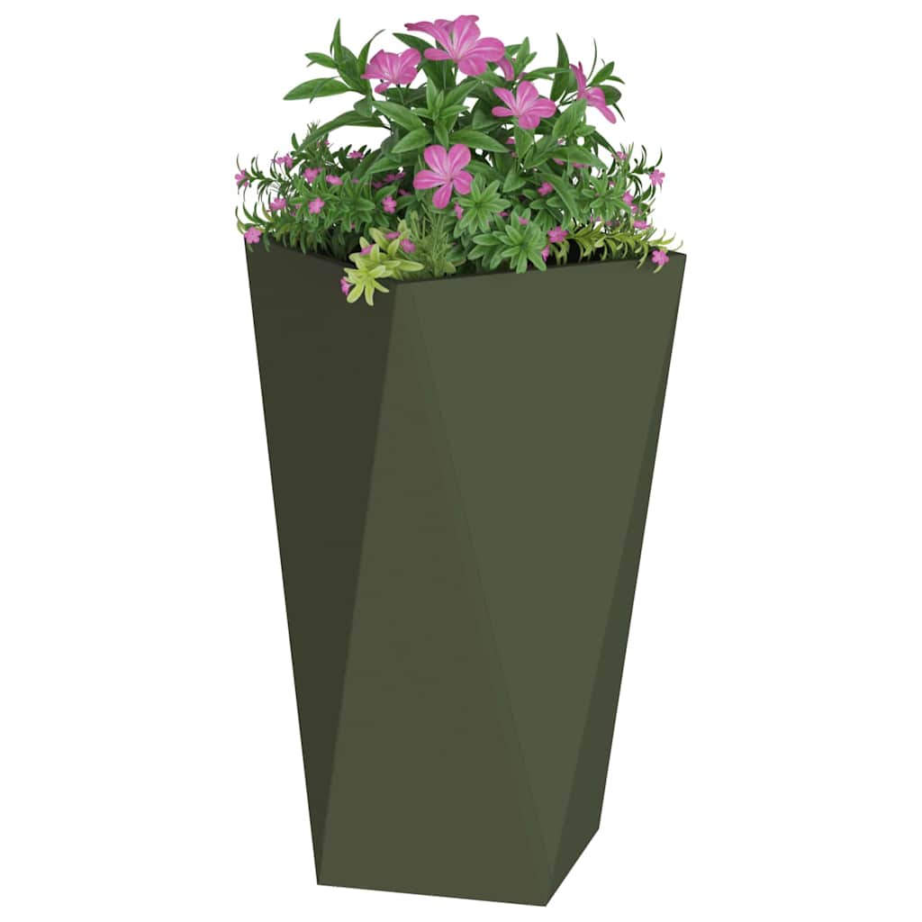 Planter Olive Green 40 x 40 x 75 cm Steel