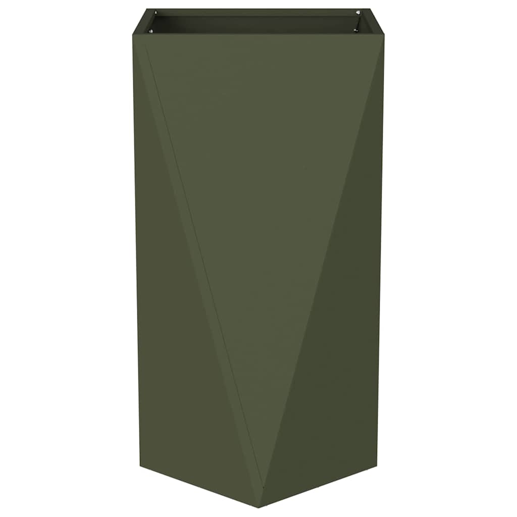 Planter 2 pcs Olive Green 40 x 40 x 75 cm Steel