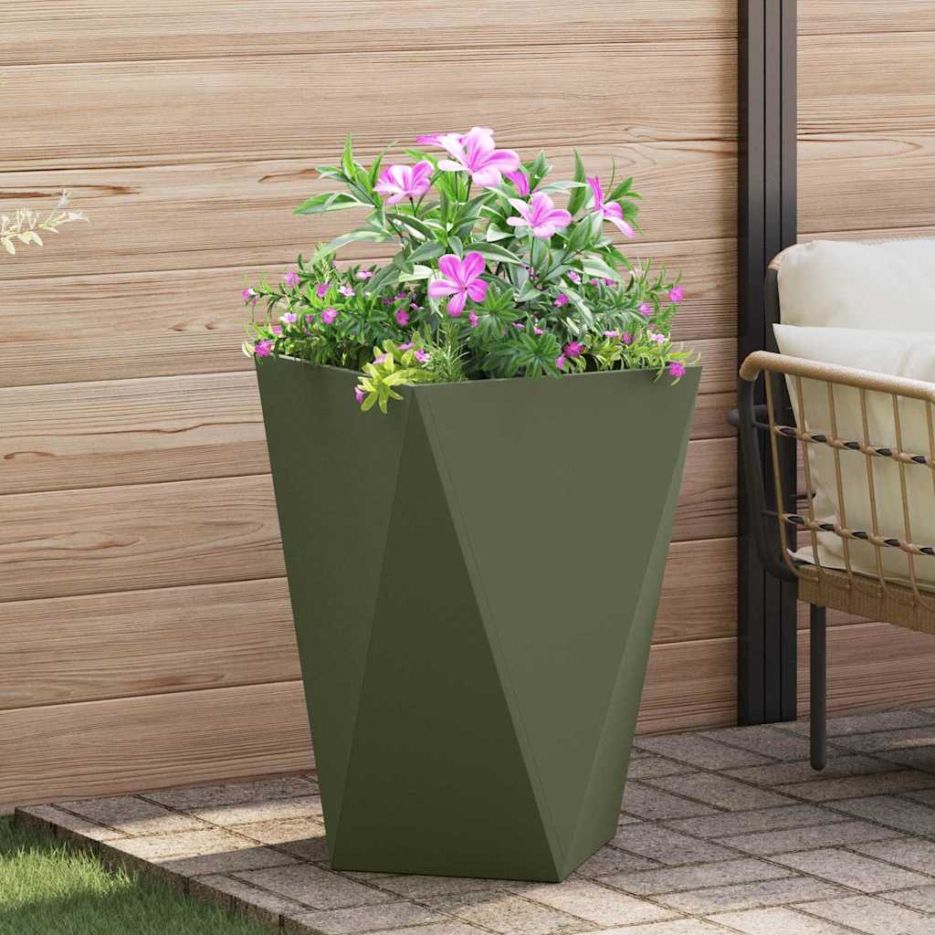 Planter Olive Green 50 x 50 x 75 cm Steel