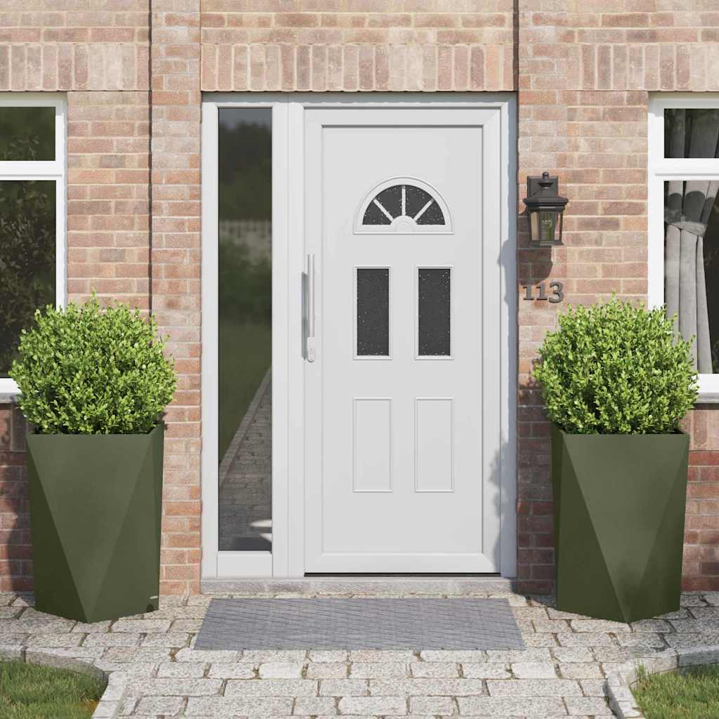 Planter 2 pcs Olive Green 50 x 50 x 75 cm Steel