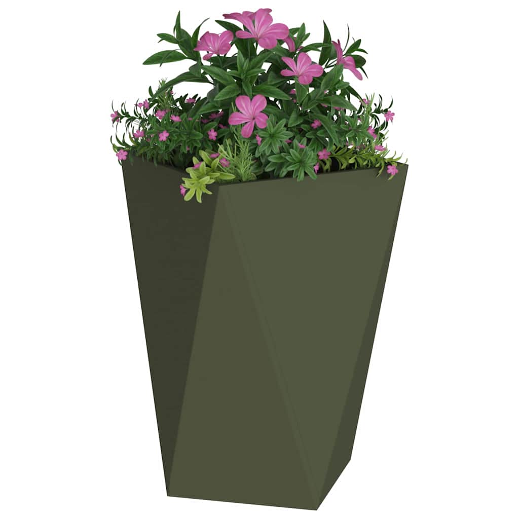 Planter 2 pcs Olive Green 50 x 50 x 75 cm Steel