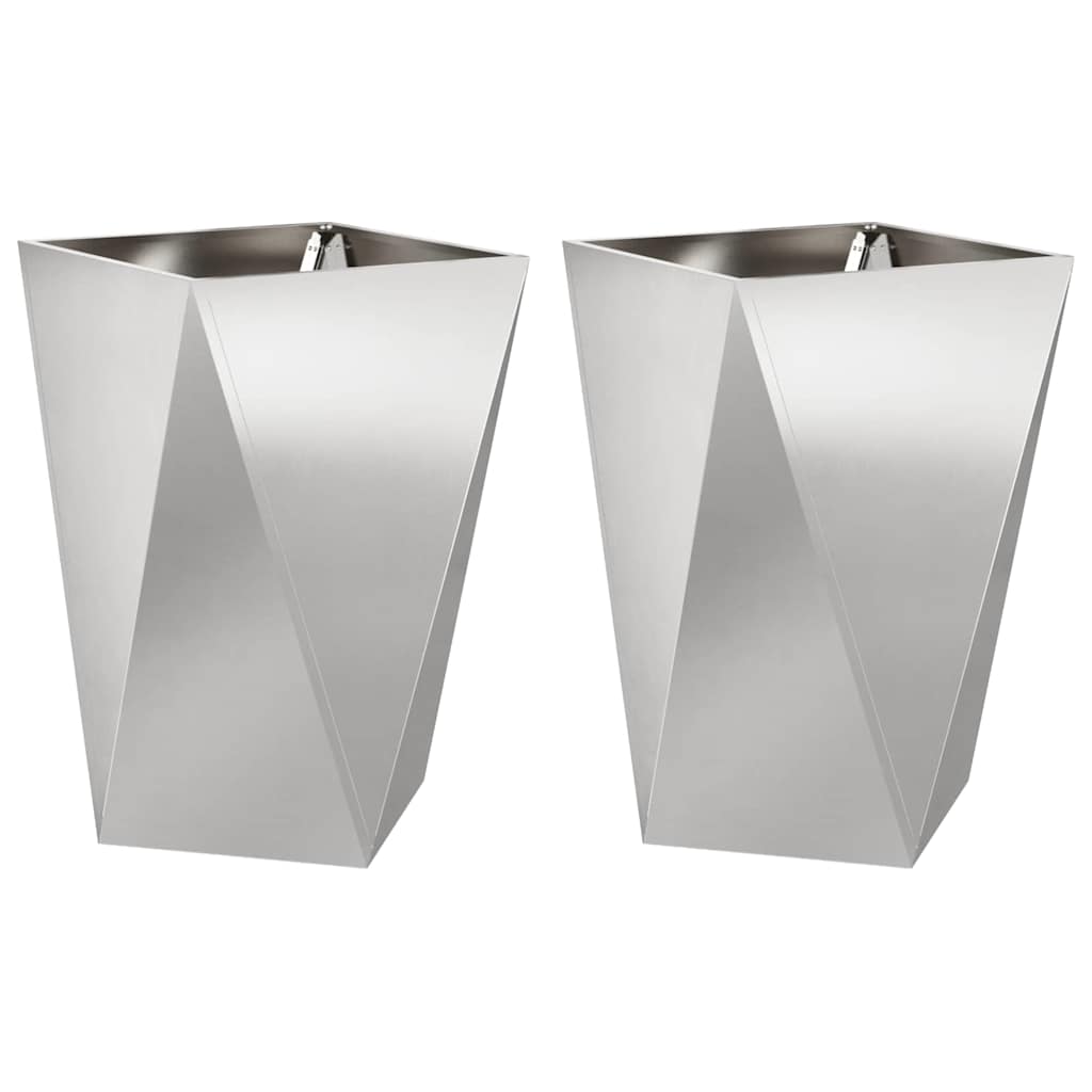 Planter 2 pcs Silver 50 x 50 x 75 cm Stainless Steel