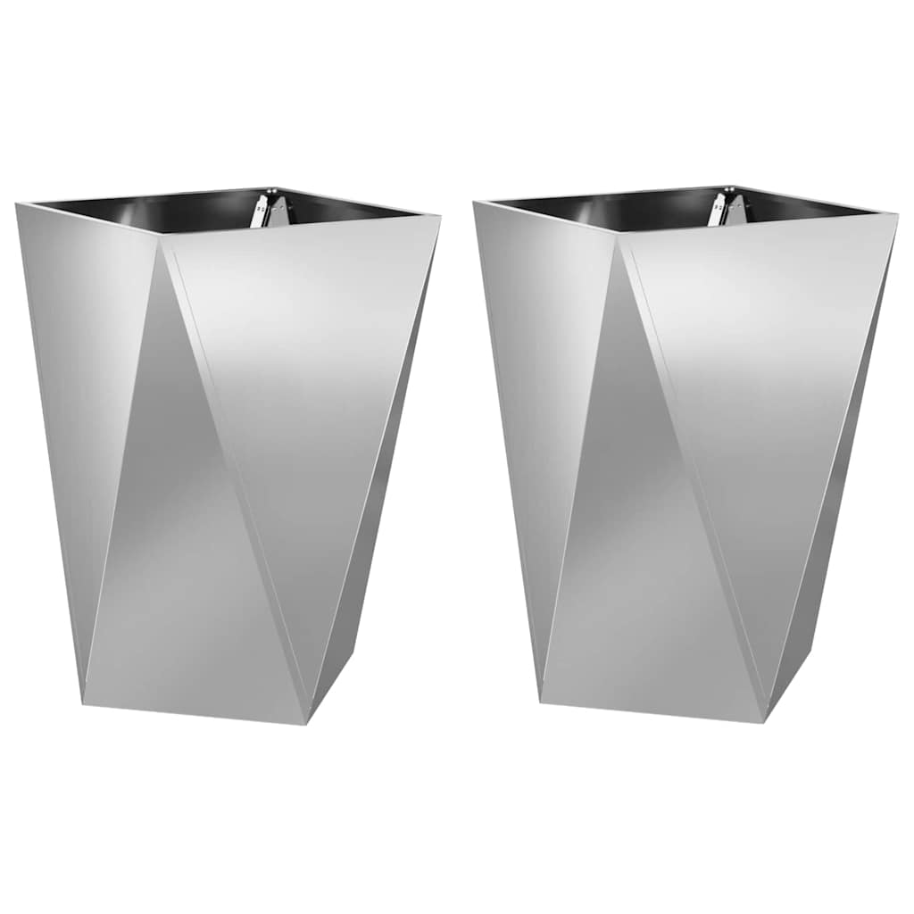 Planter 2 pcs Silver 50 x 50 x 75 cm Galvanised Steel