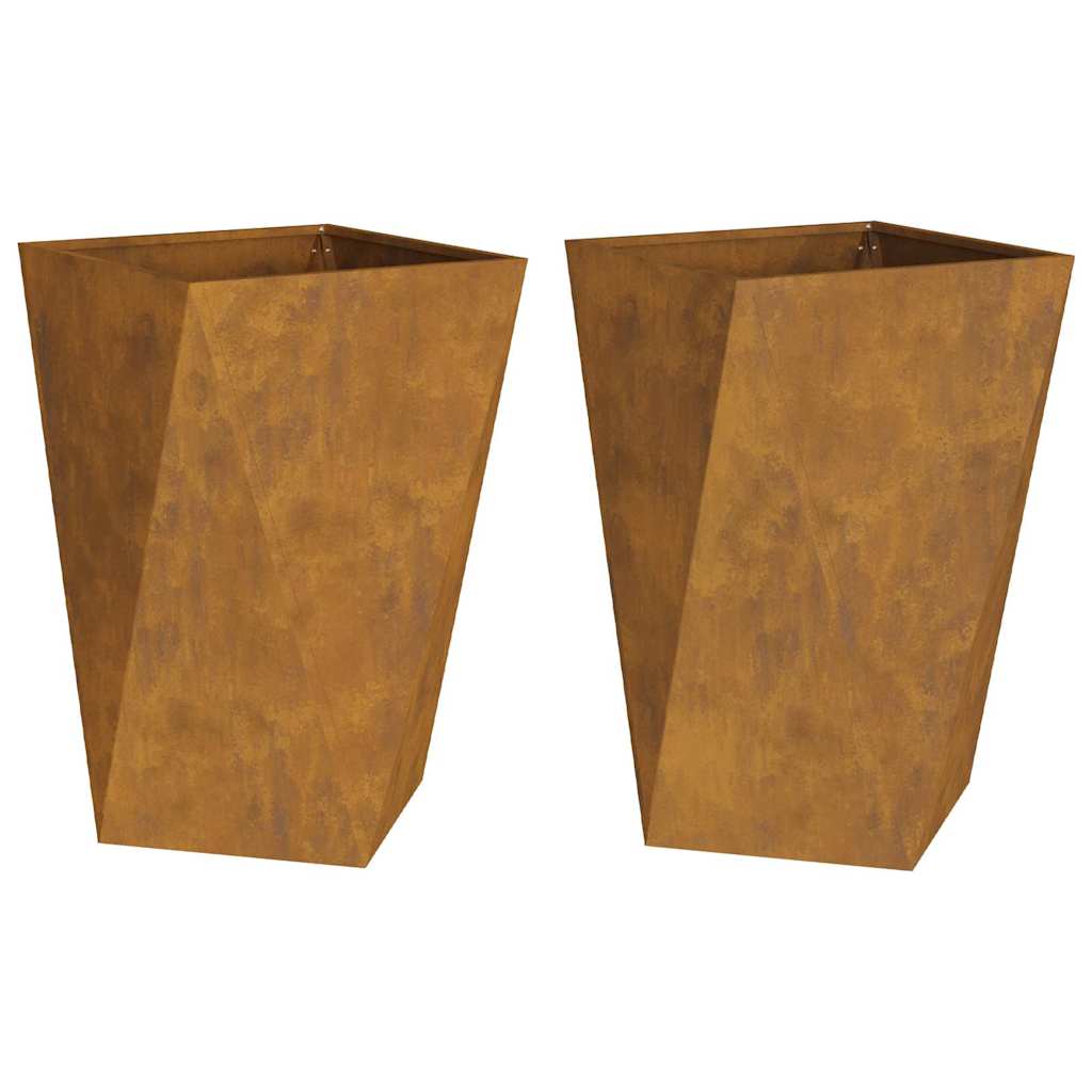 Planter 2 pcs Rusty 50 x 50 x 75 cm Weathering Steel
