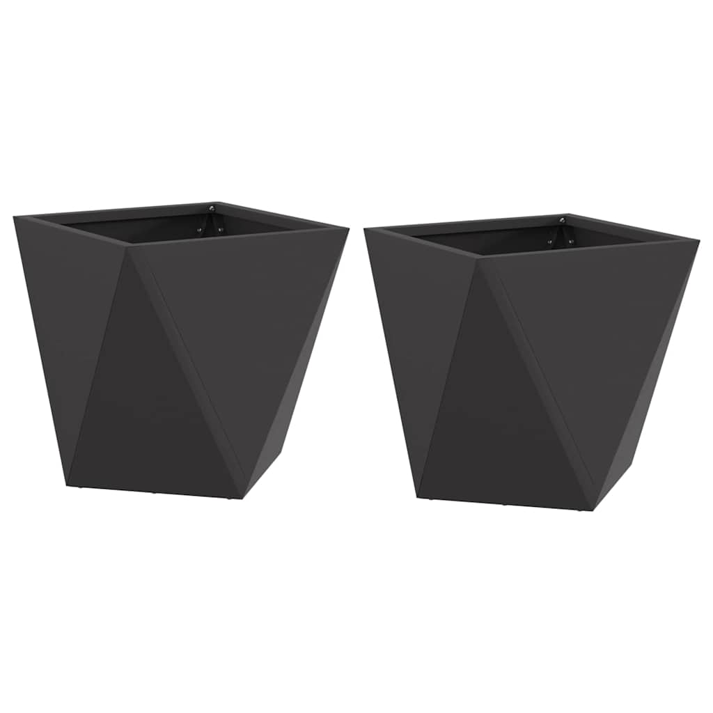 Planter 2 pcs Black 30 x 30 x 30 cm Steel