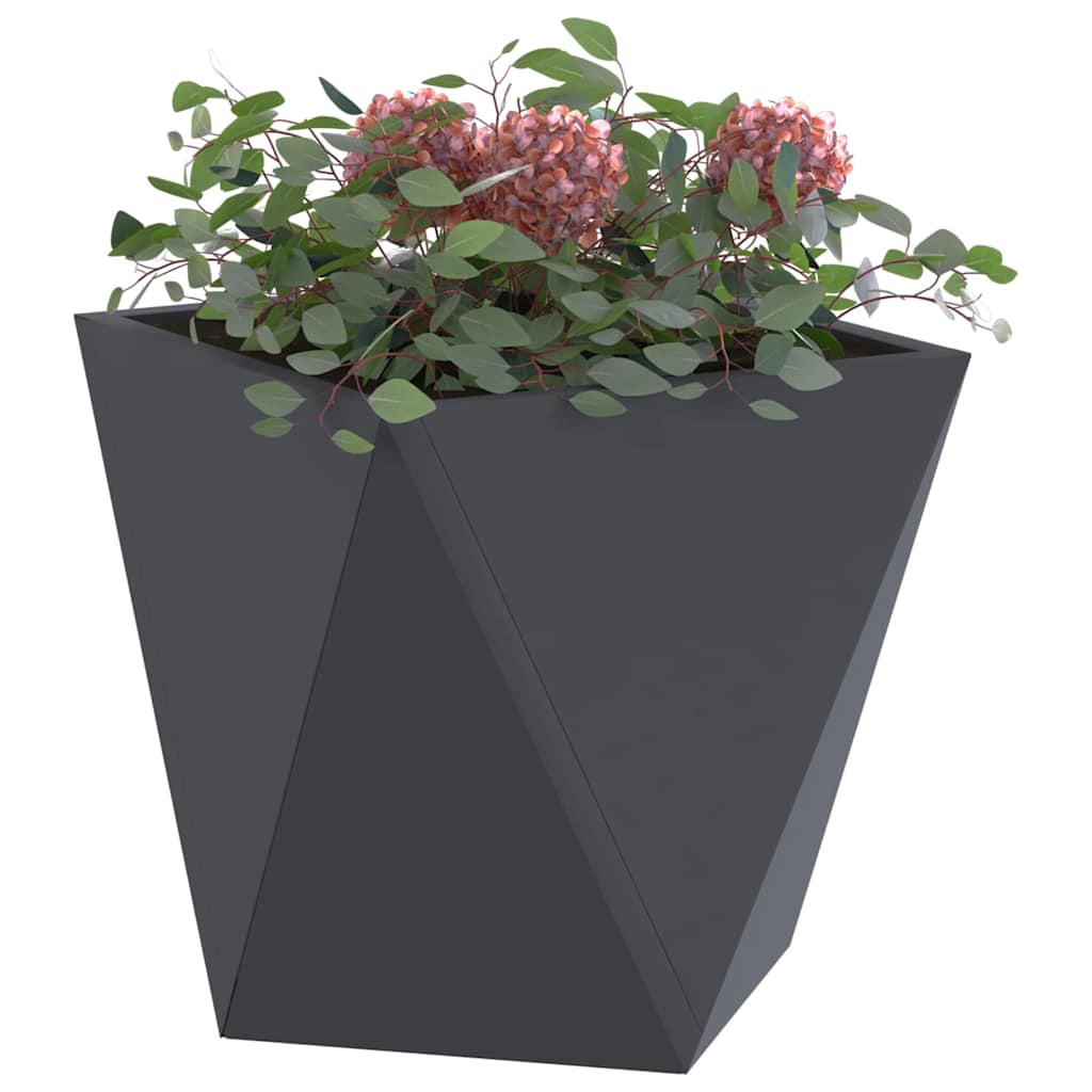 Planter 2 pcs Anthracite 30 x 30 x 30 cm Steel