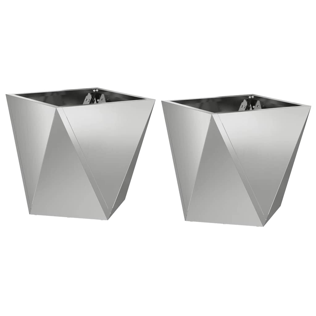 Planter 2 pcs Silver 30 x 30 x 30 cm Galvanised Steel