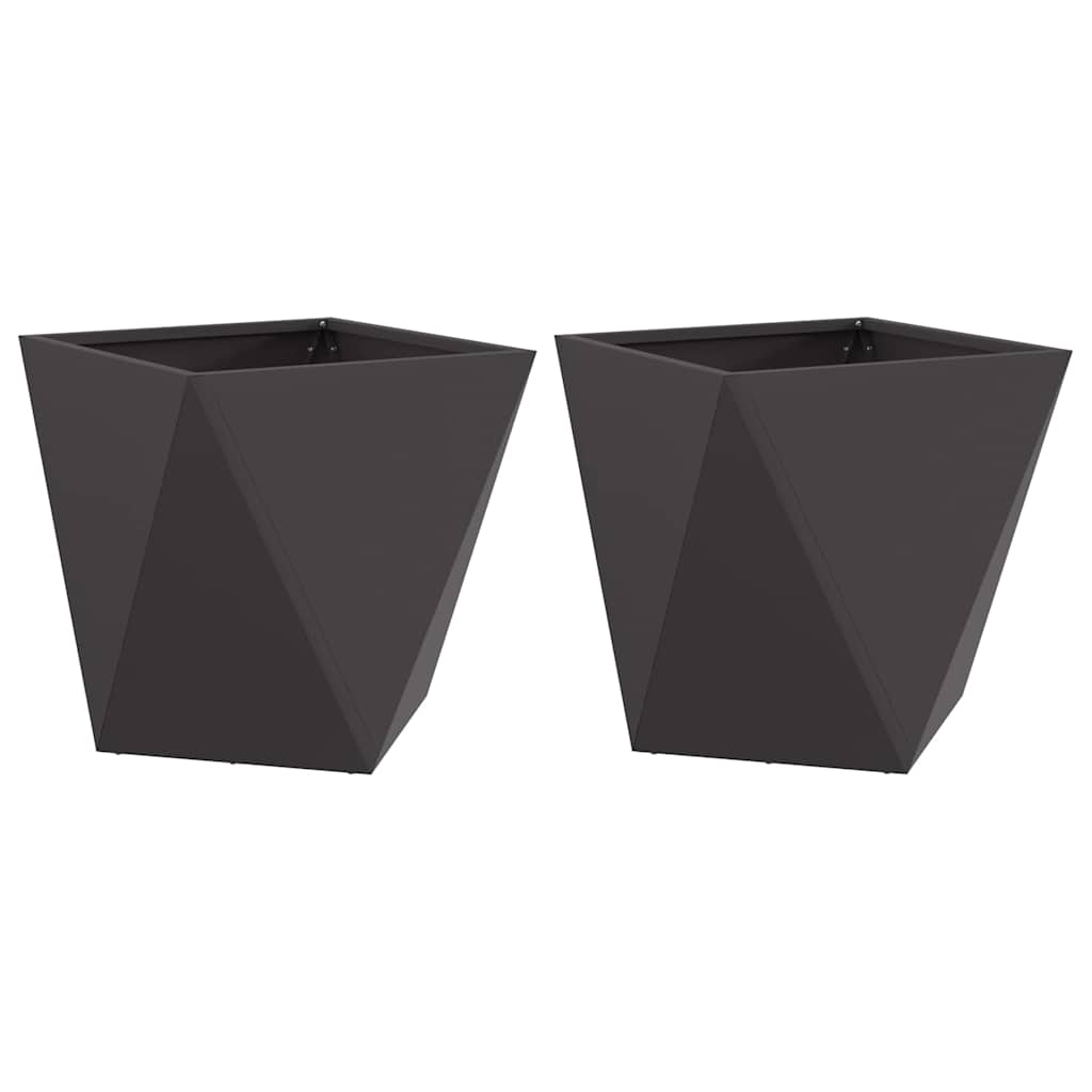Planter 2 pcs Black 40 x 40 x 40 cm Steel