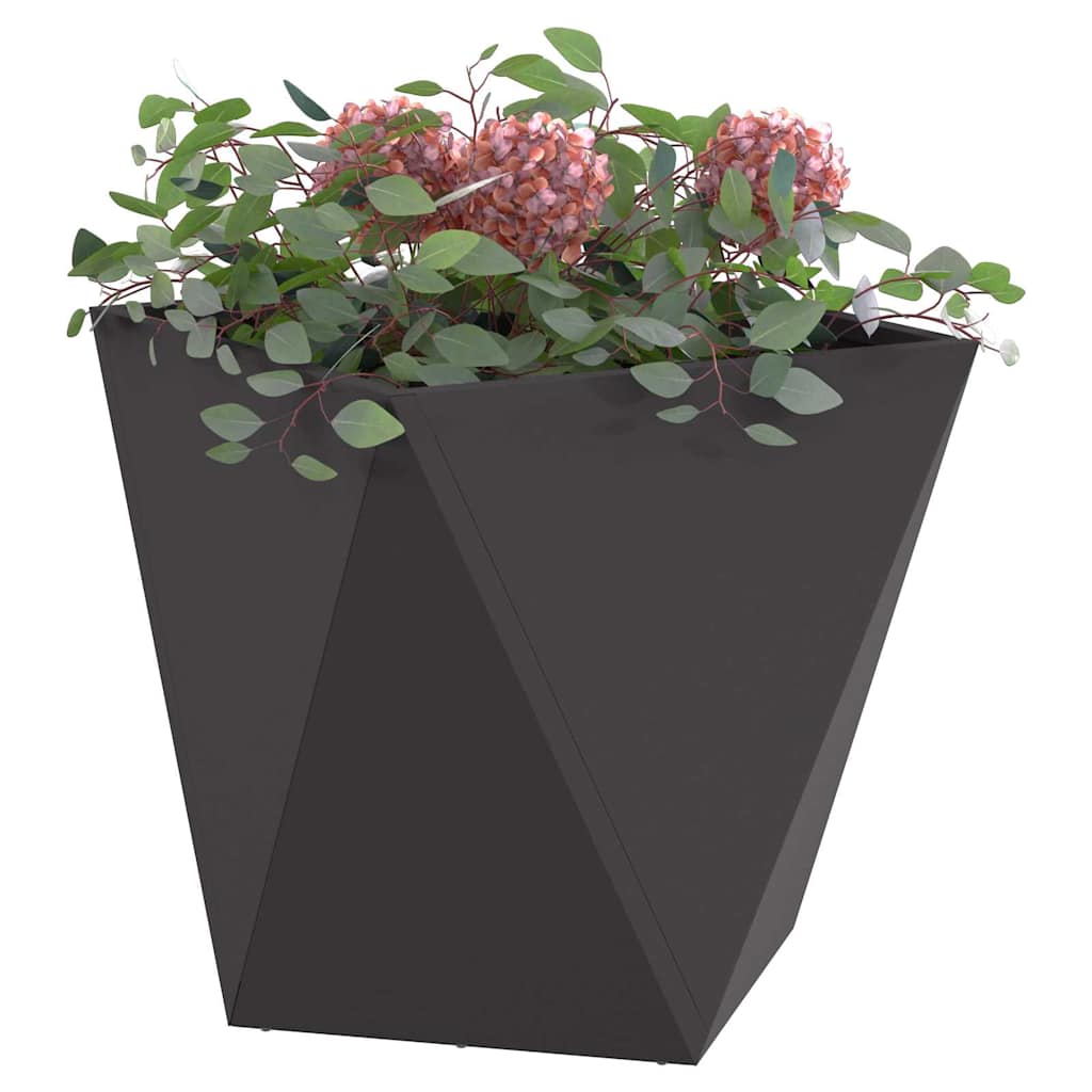 Planter 2 pcs Black 40 x 40 x 40 cm Steel