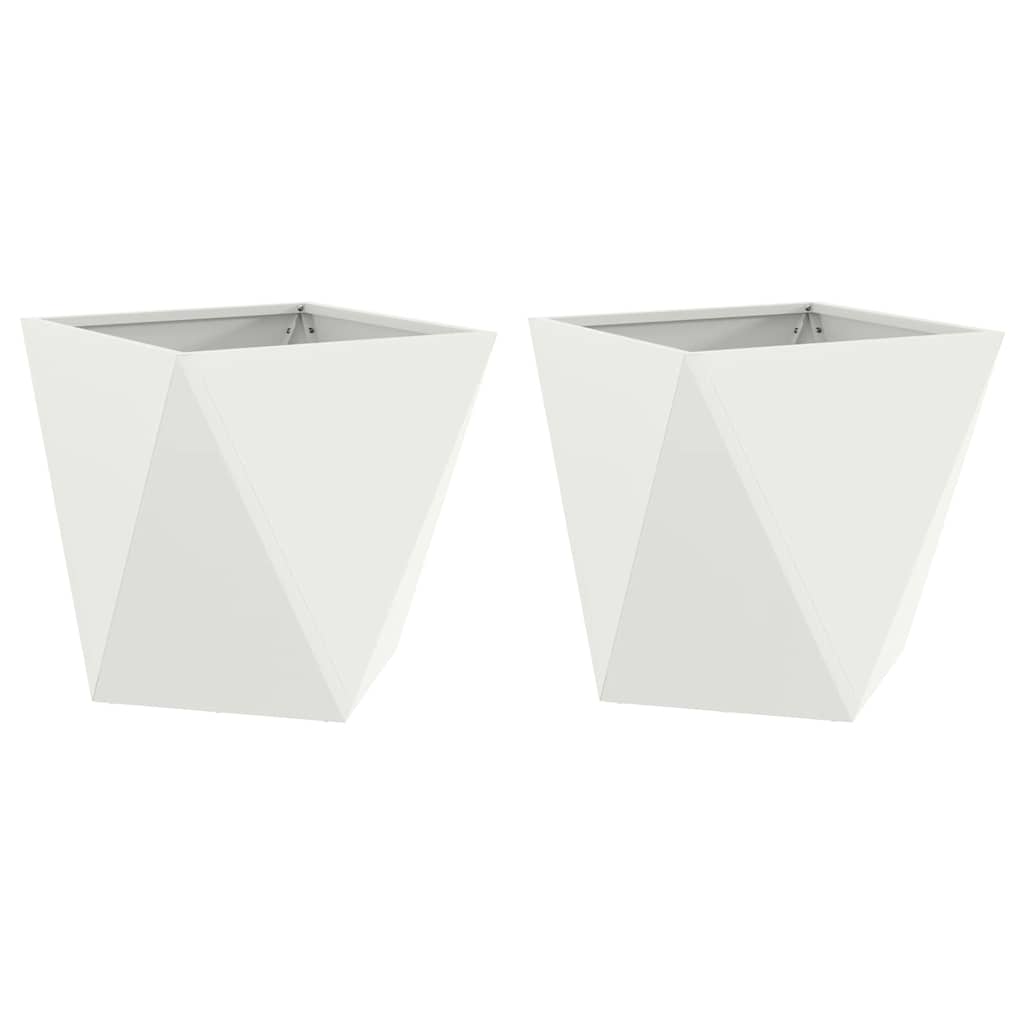 Planter 2 pcs White 40 x 40 x 40 cm Steel