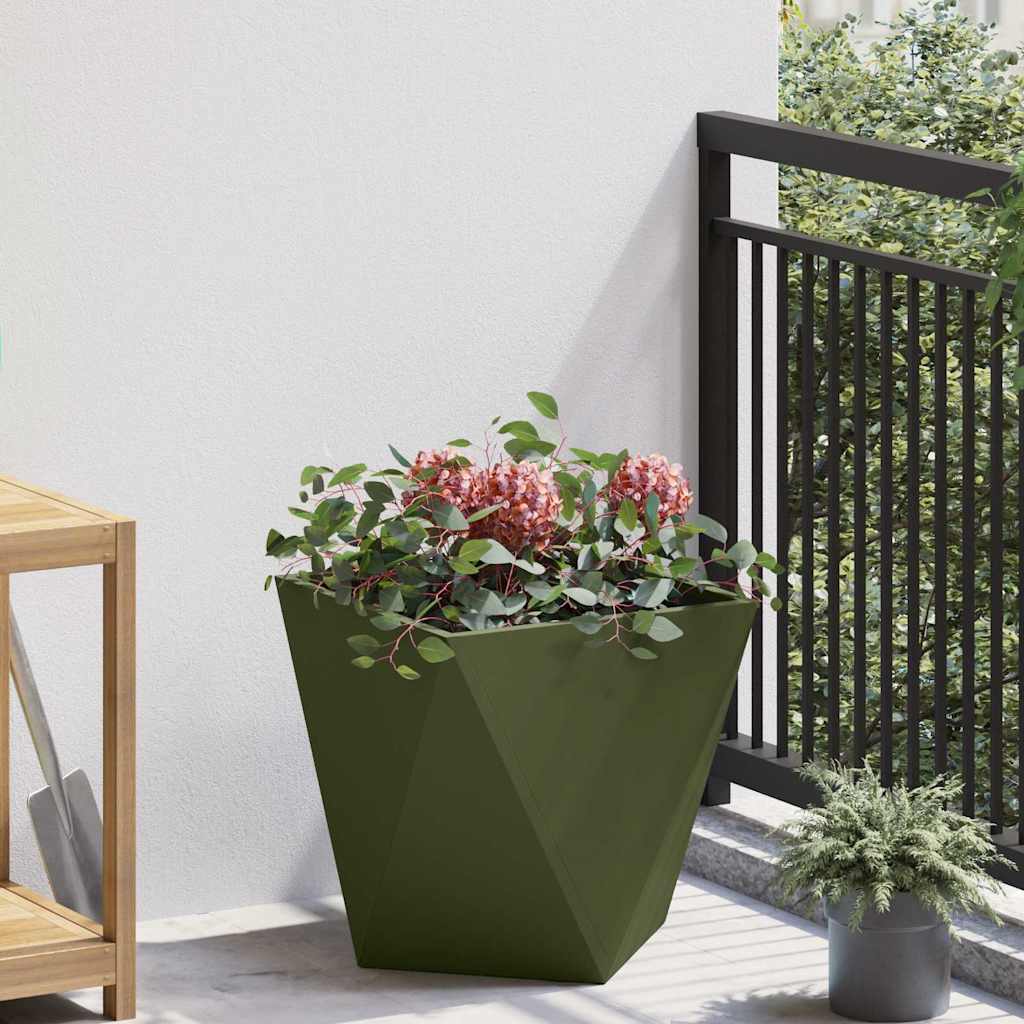 Planter Olive Green 40 x 40 x 40 cm Steel