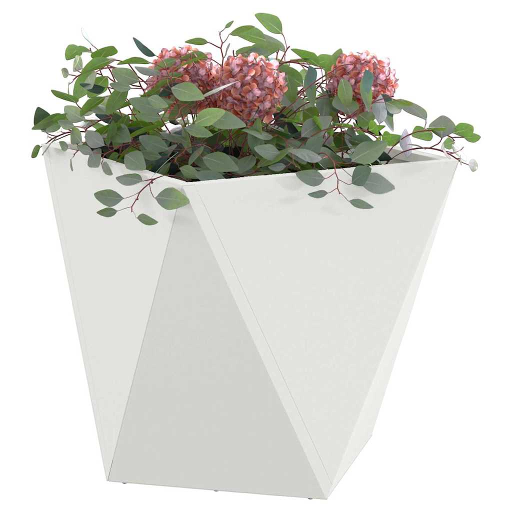Planter White 50 x 50 x 50 cm Steel