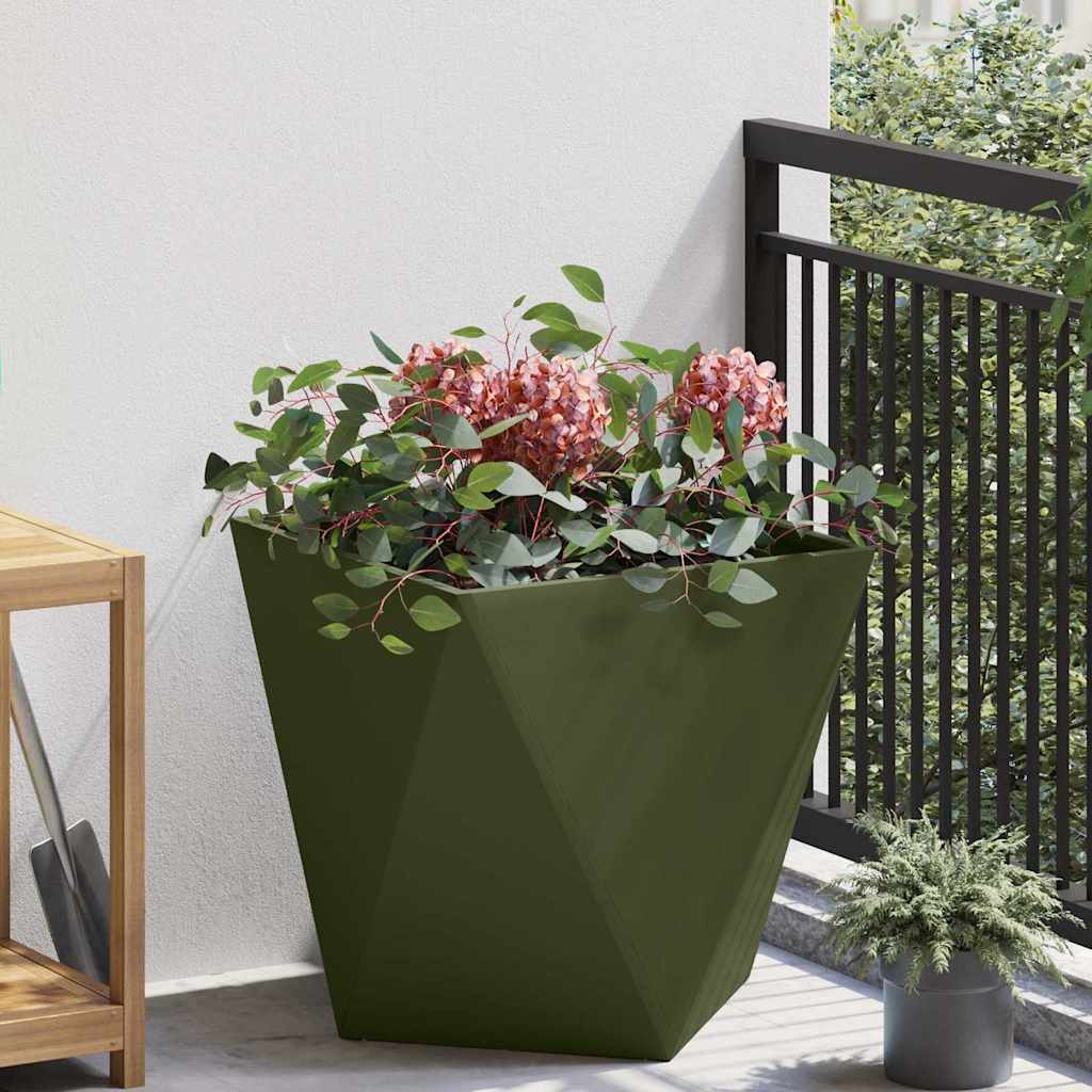 Planter Olive Green 50 x 50 x 50 cm Steel