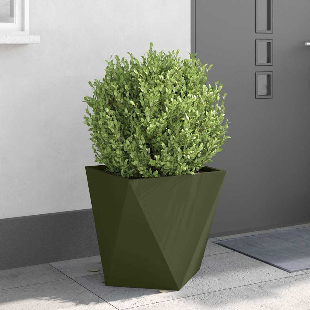 Planter Olive Green 50 x 50 x 50 cm Steel