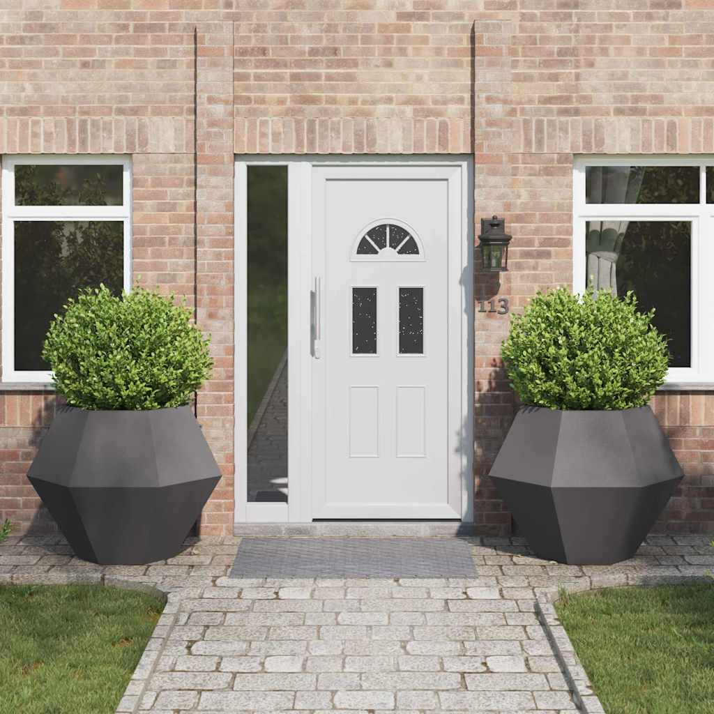 Planter 2 pcs Black 100 x 100 x 80 cm Steel