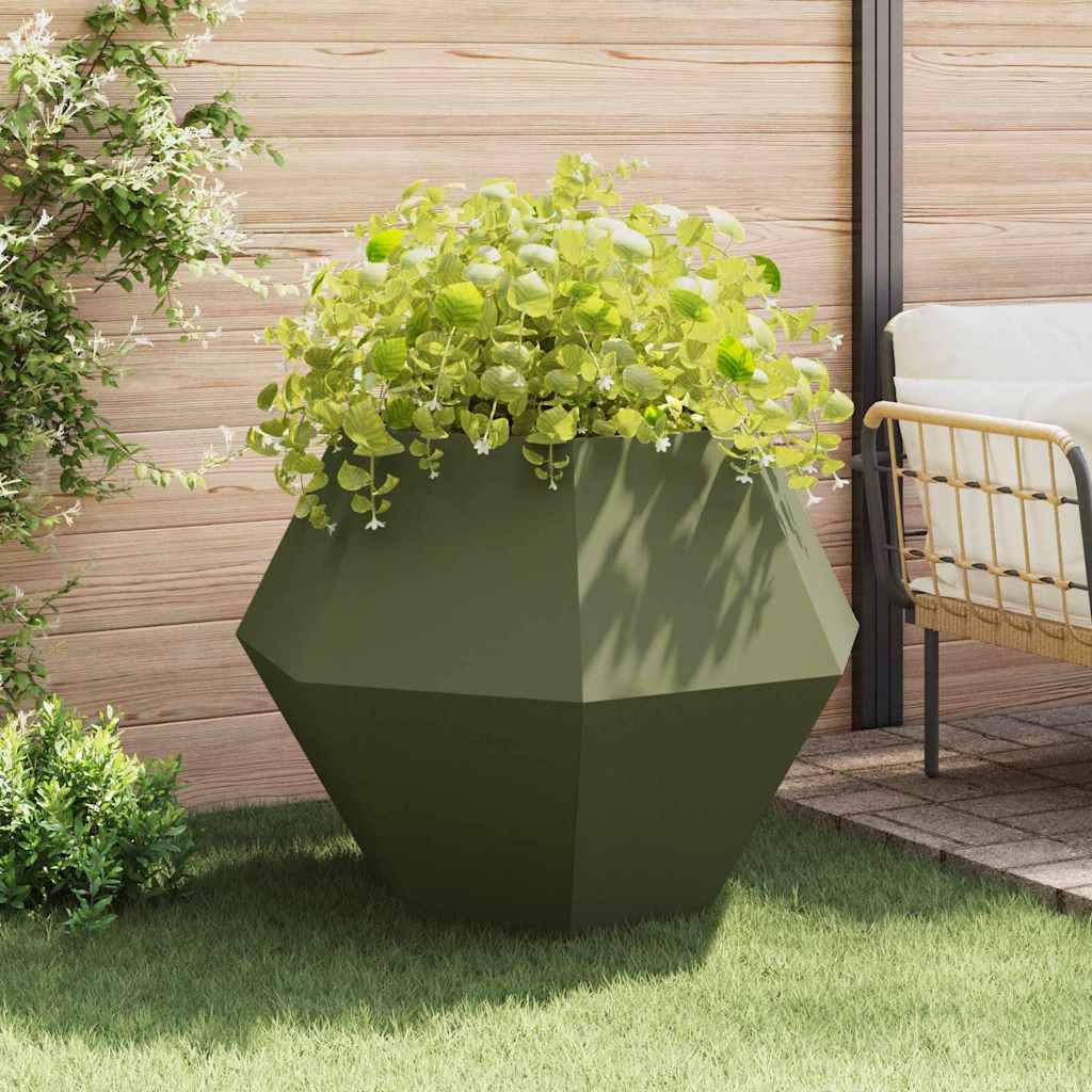 Planter 2 pcs Olive Green 100 x 100 x 80 cm Steel