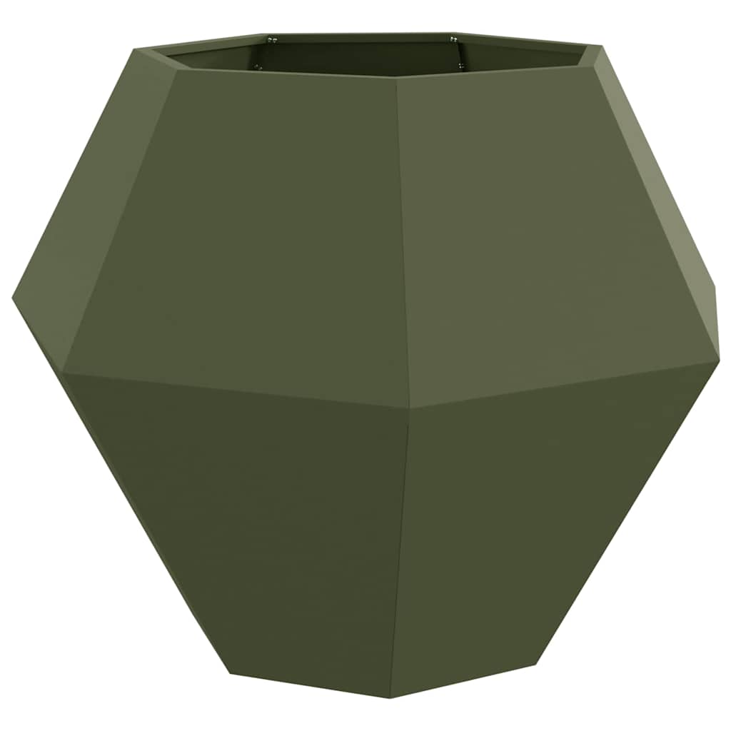 Planter 2 pcs Olive Green 100 x 100 x 80 cm Steel