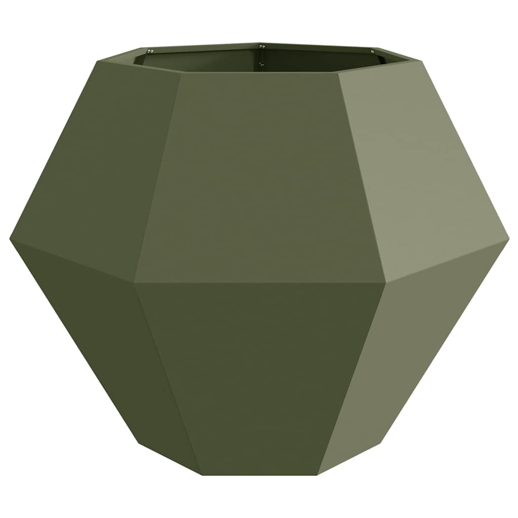 Planter 2 pcs Olive Green 100 x 100 x 80 cm Steel