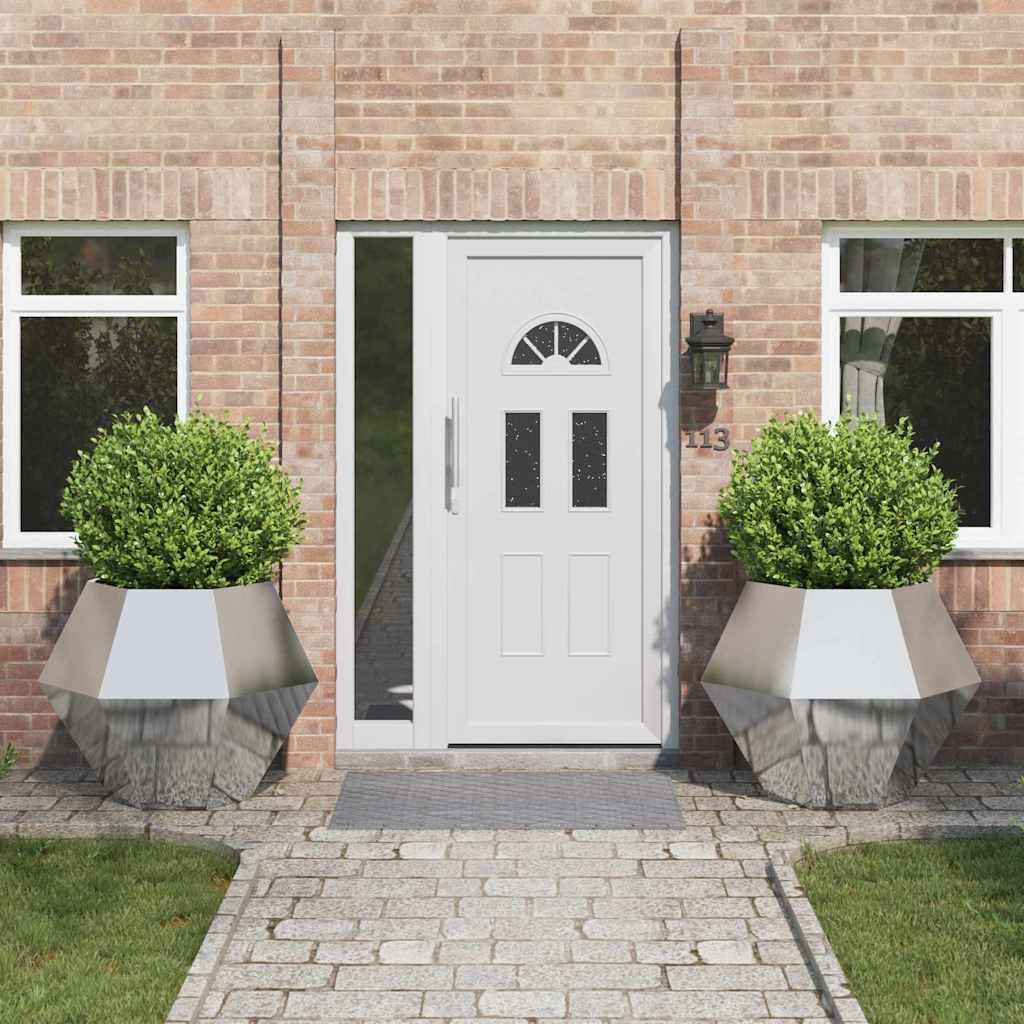 Planter 2 pcs Silver 100 x 100 x 80 cm Galvanised Steel