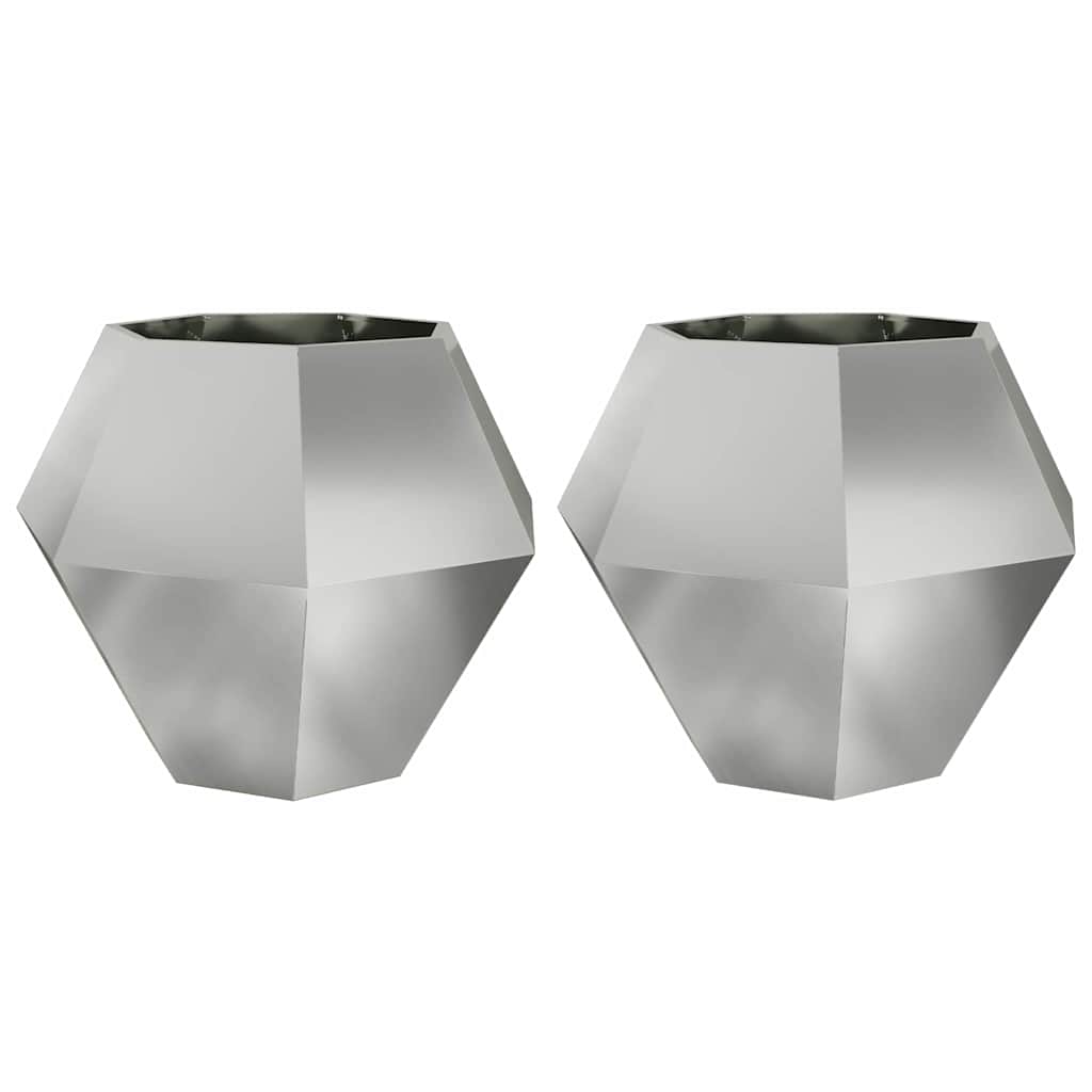 Planter 2 pcs Silver 100 x 100 x 80 cm Galvanised Steel