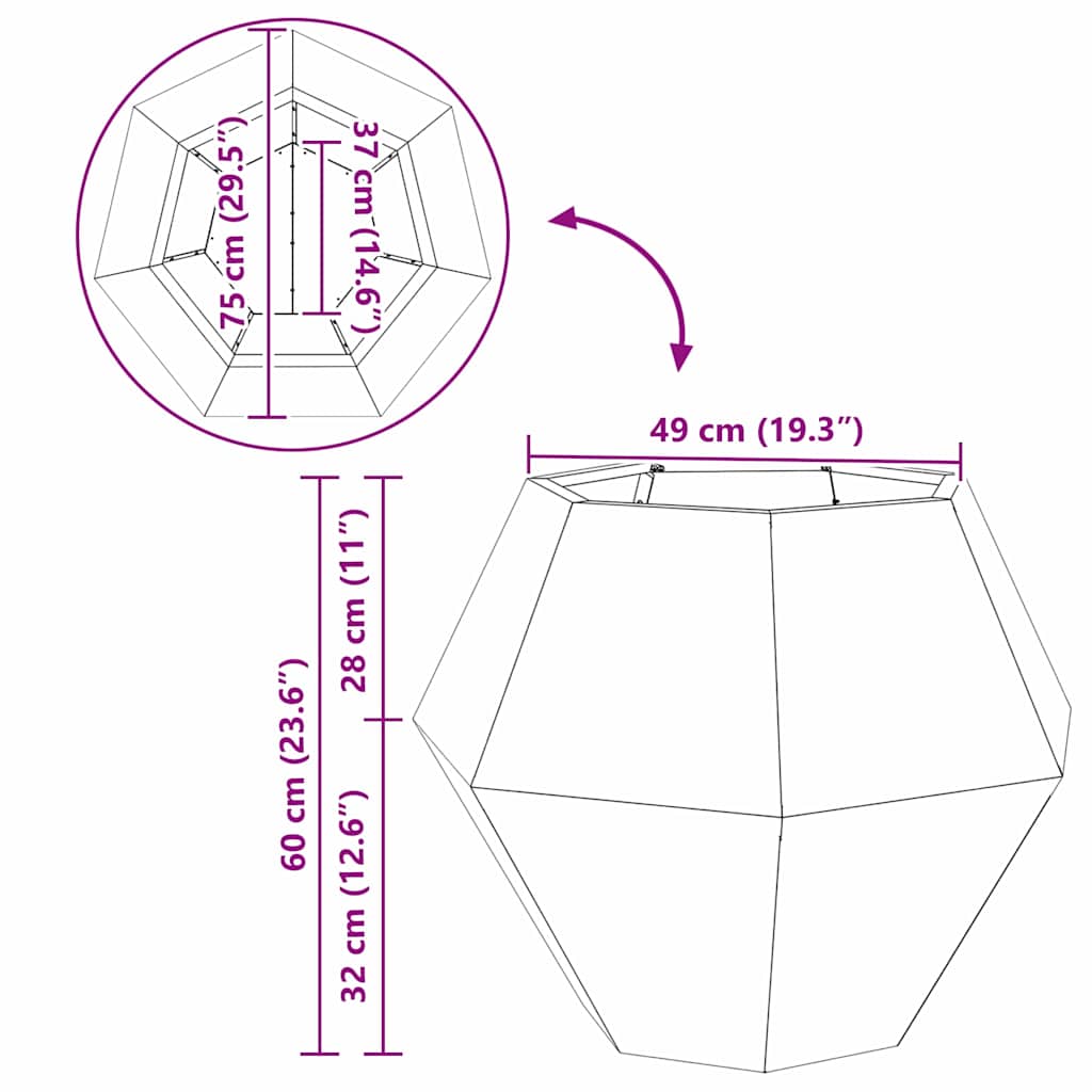 Planter 2 pcs Anthracite 75 x 75 x 60 cm Steel