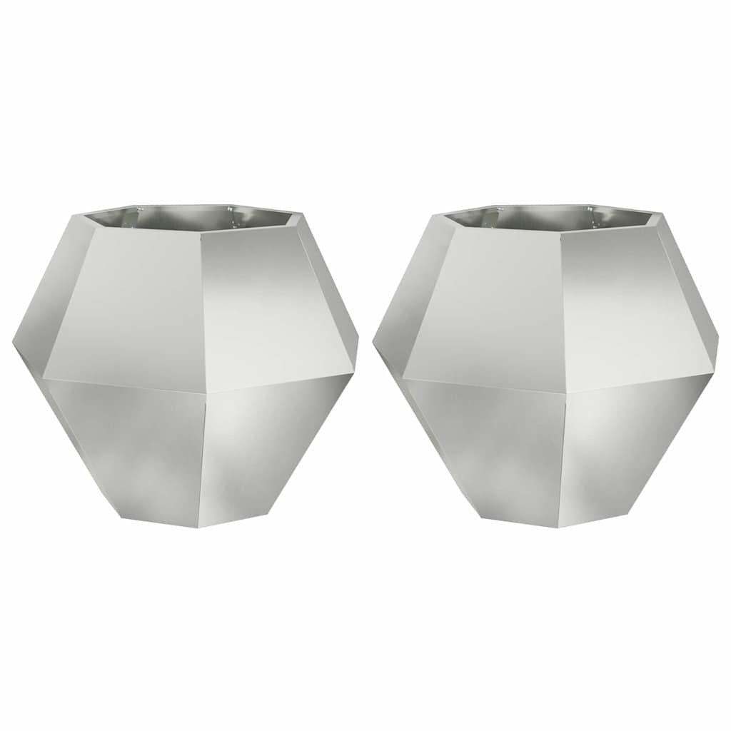 Planter 2 pcs Silver 75 x 75 x 60 cm Galvanised Steel
