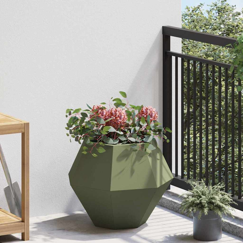 Planter 2 pcs Olive Green 50 x 50 x 40 cm Steel