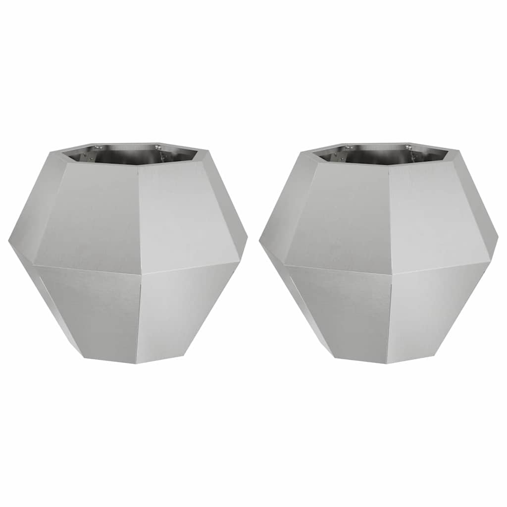 Planter 2 pcs Silver 50 x 50 x 40 cm Stainless Steel