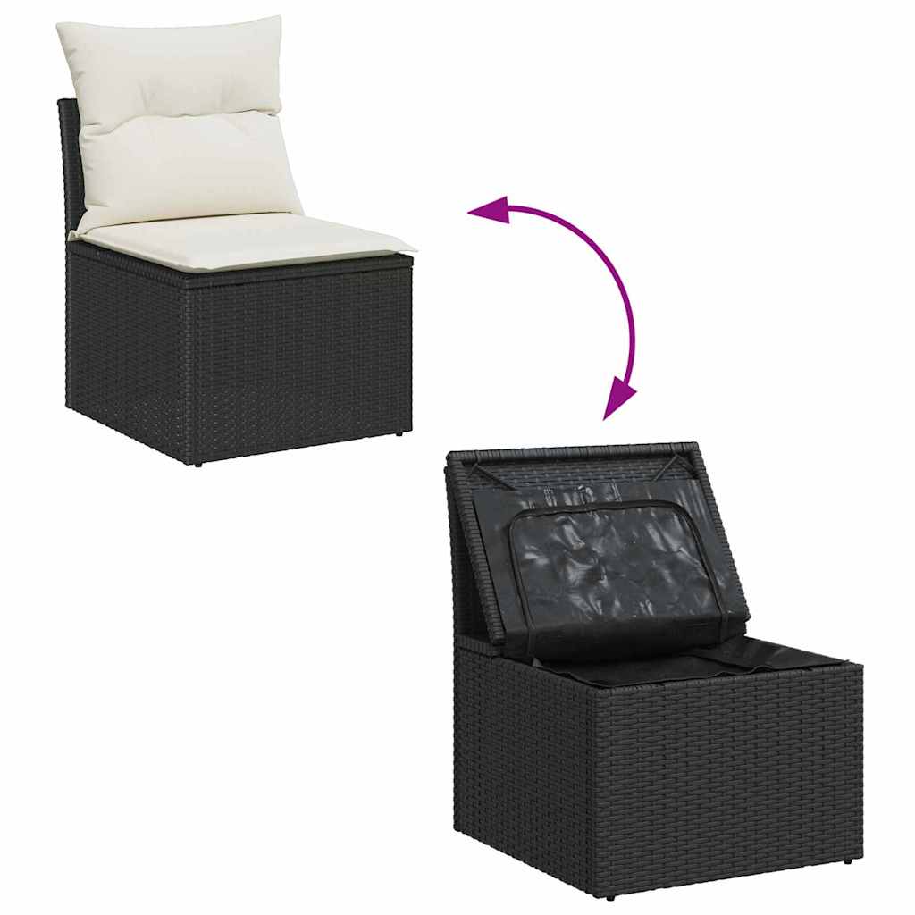 Garden Sofa Set with Cushion 6 pcs Black Poly rattan