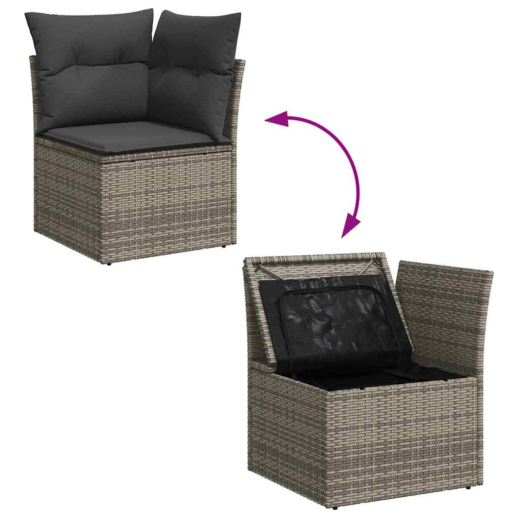 Garden Sofa Set with Cushion 6 pcs Grey Poly Rattan
