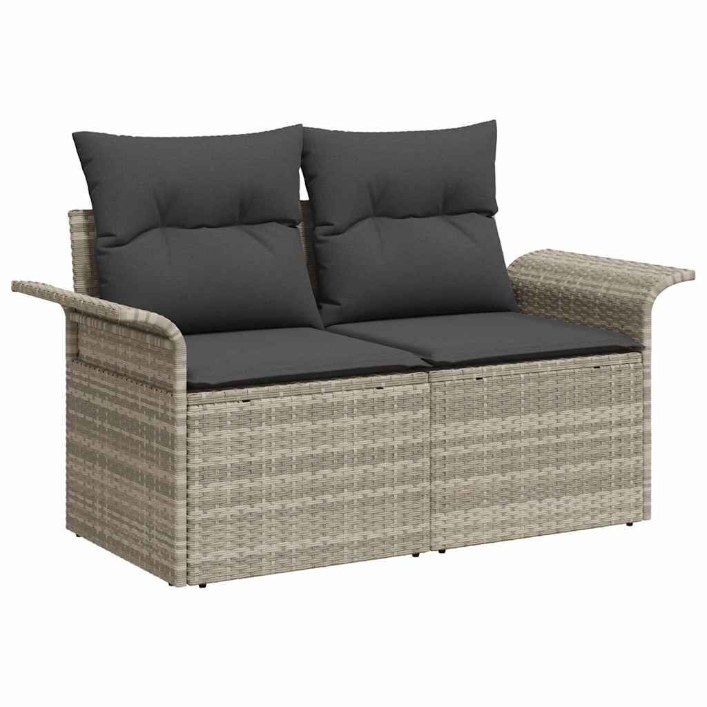 Garden Sofa Set with Cushion 7 pcs Light Grey Poly rattan