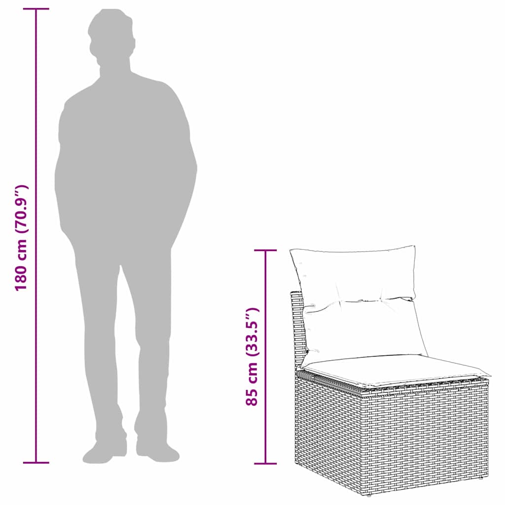 Garden Sofa Set with Cushion 7 pcs Light Grey Poly rattan