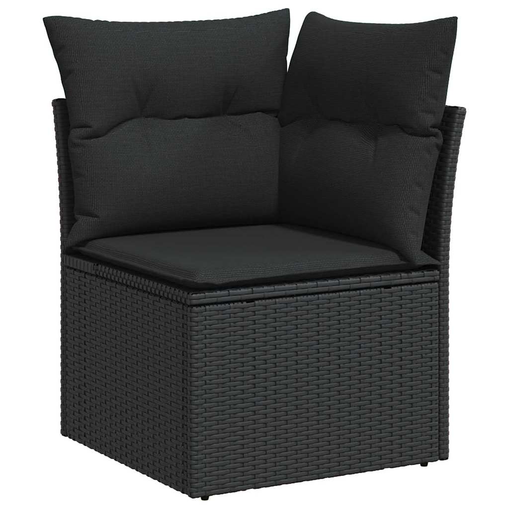 Sofa Set with Cushion with Storage 7 pcs Black Poly Rattan