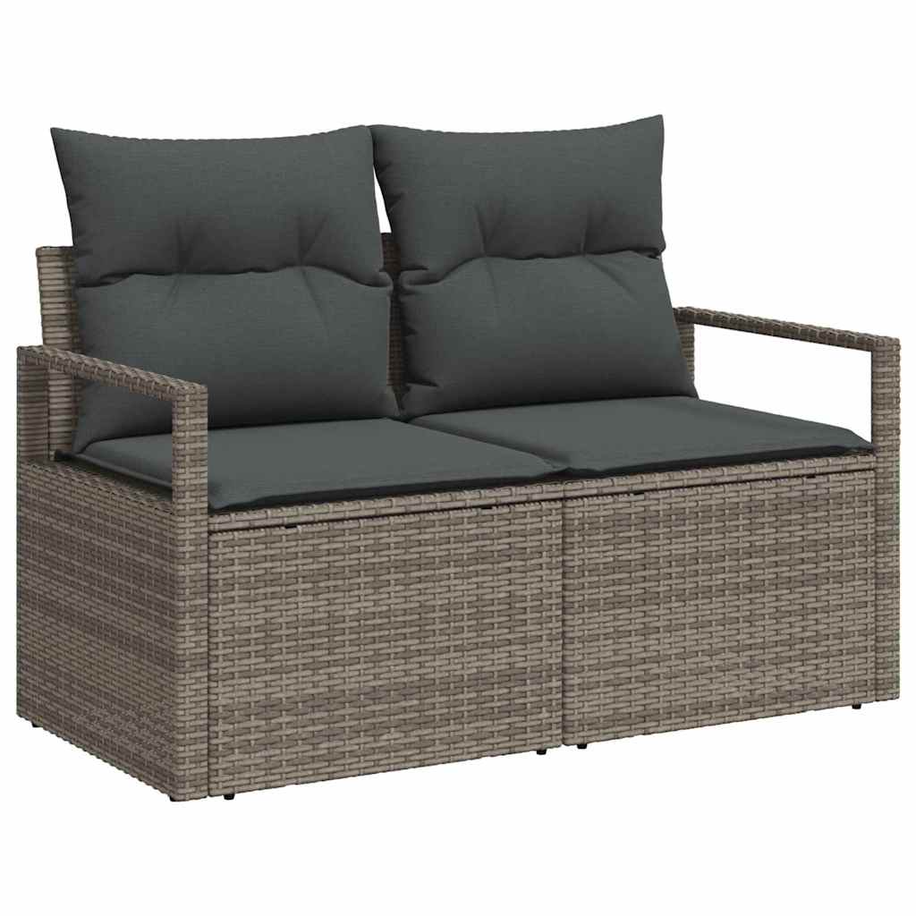 Sofa Set with Cushion with Storage 6 pcs Grey Poly Rattan