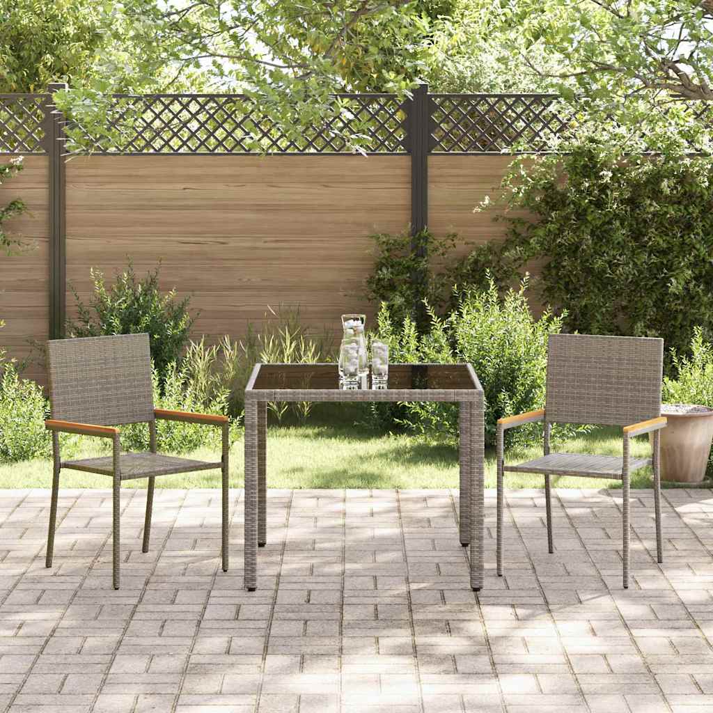 Garden Dining Set 3 pcs Grey and Brown Poly Rattan