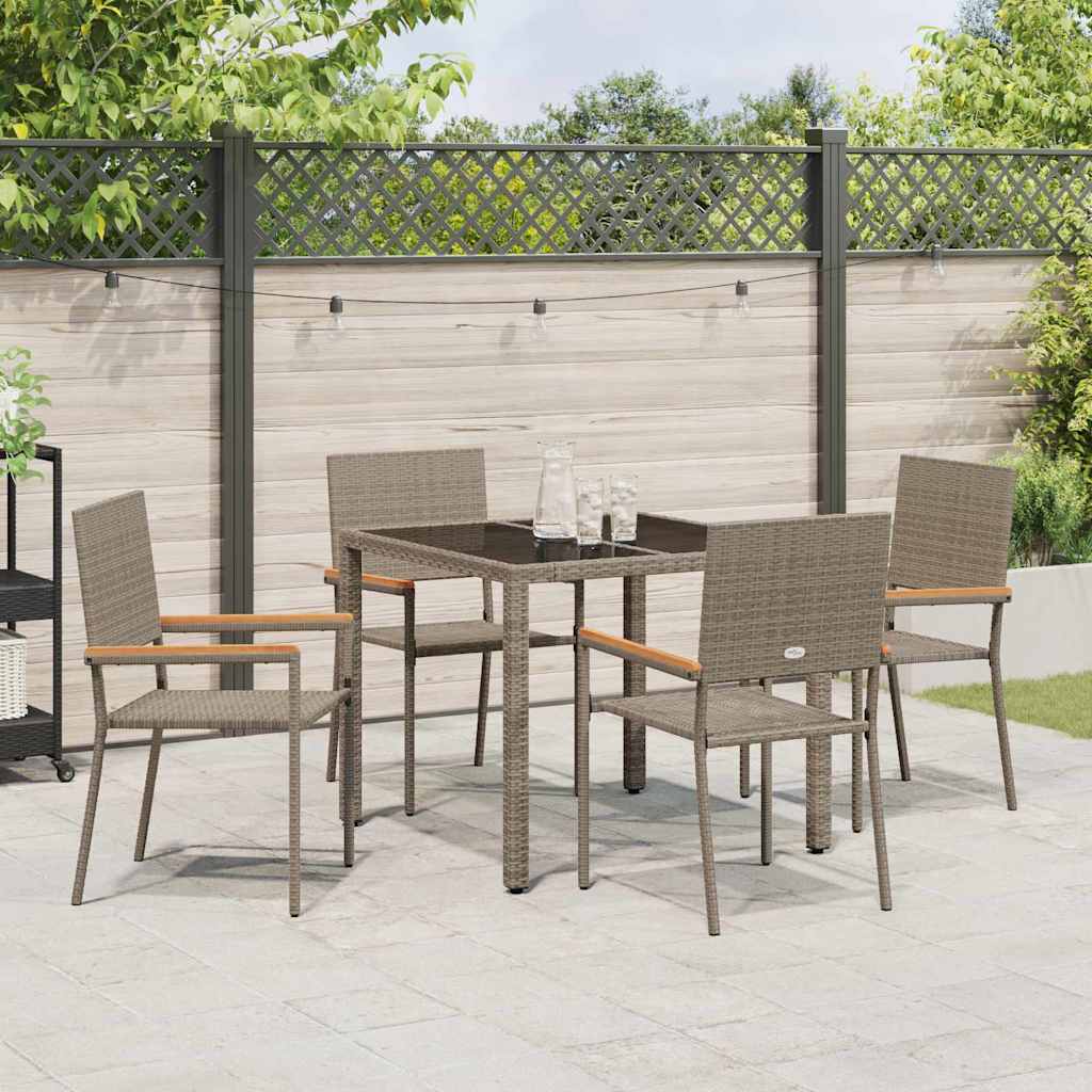 Garden Dining Set 5 pcs Grey 90 x 90 x 75 cm Poly Rattan