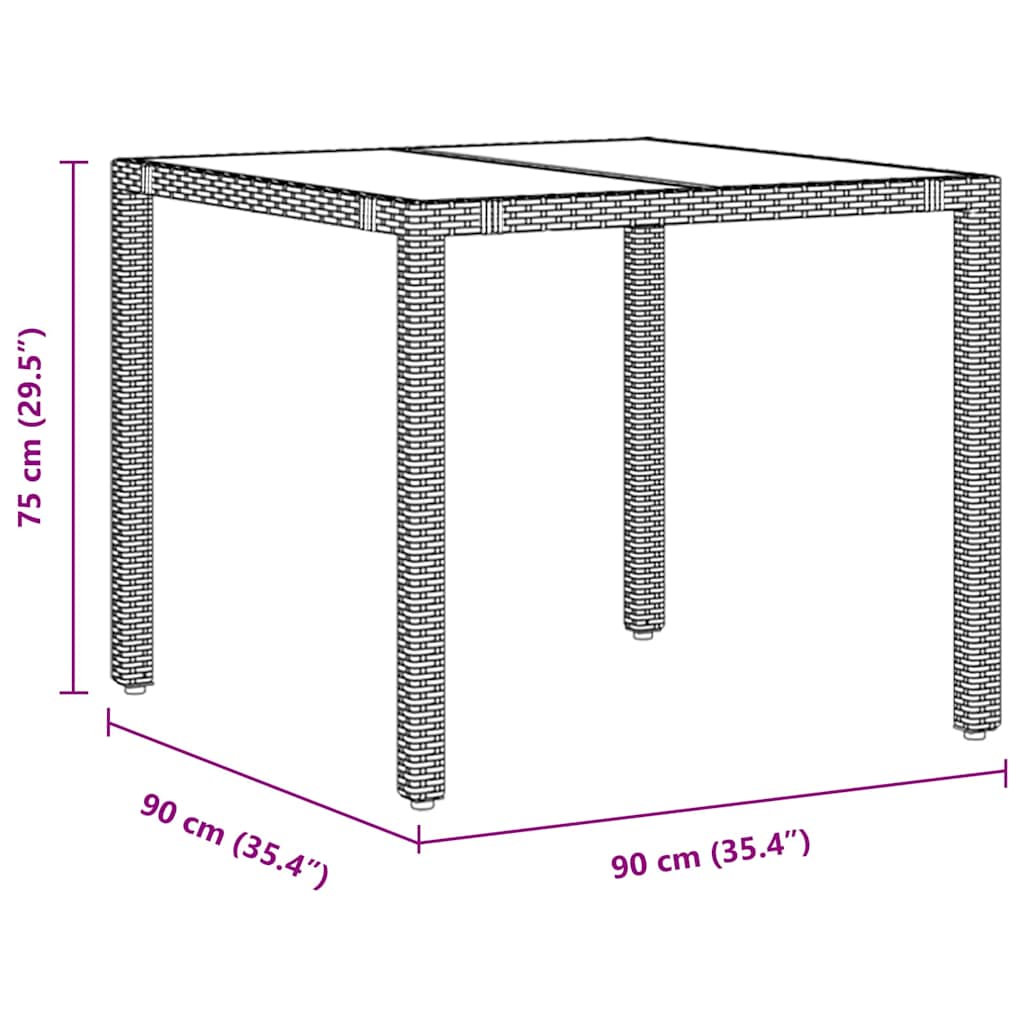 Garden Dining Set 5 pcs Grey 90 x 90 x 75 cm Poly Rattan