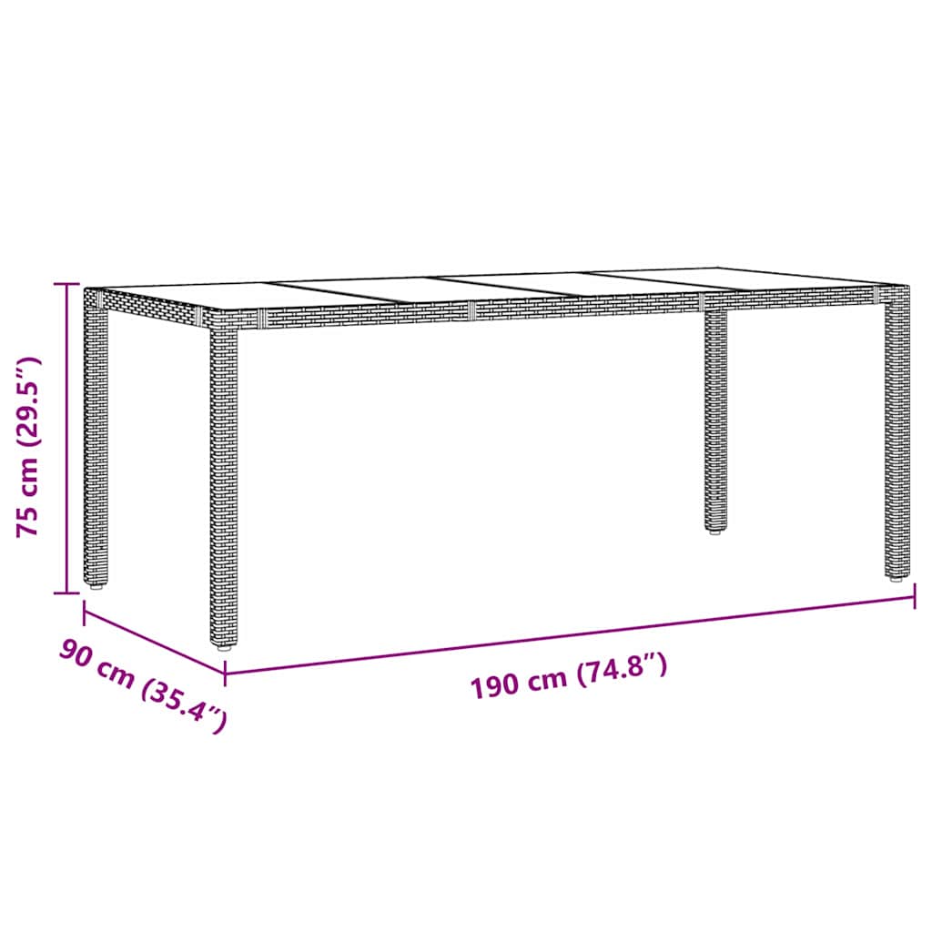 Garden Dining Set 7 pcs Grey 190 x 90 x 75 cm Poly Rattan