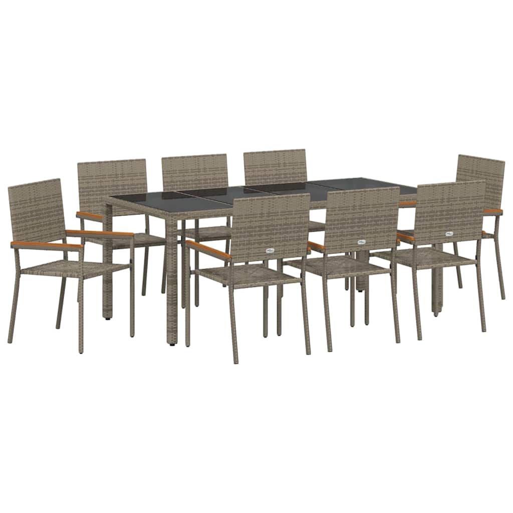 Garden Dining Set 9 pcs Grey Poly Rattan