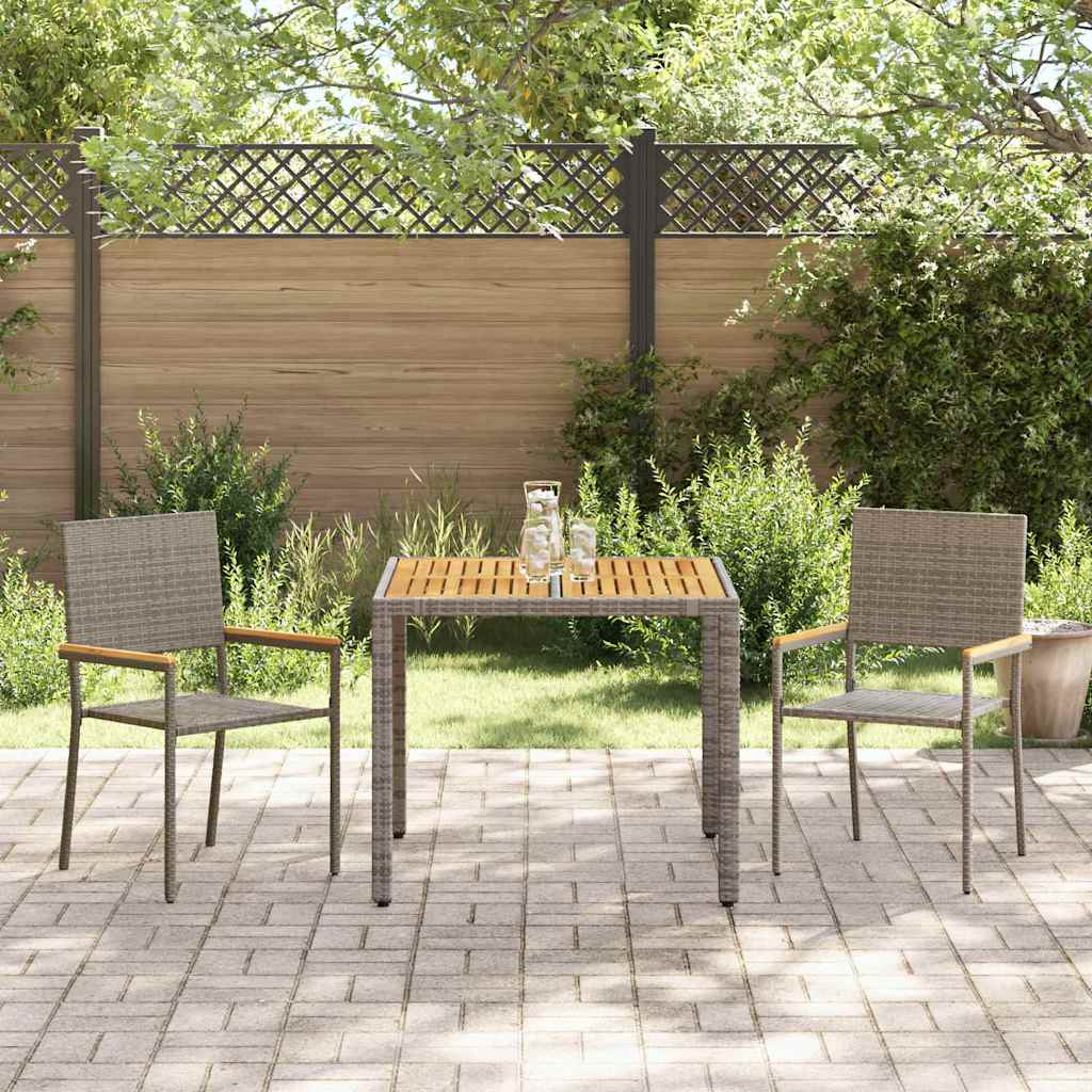 Garden Dining Set 3 pcs Grey Poly Rattan